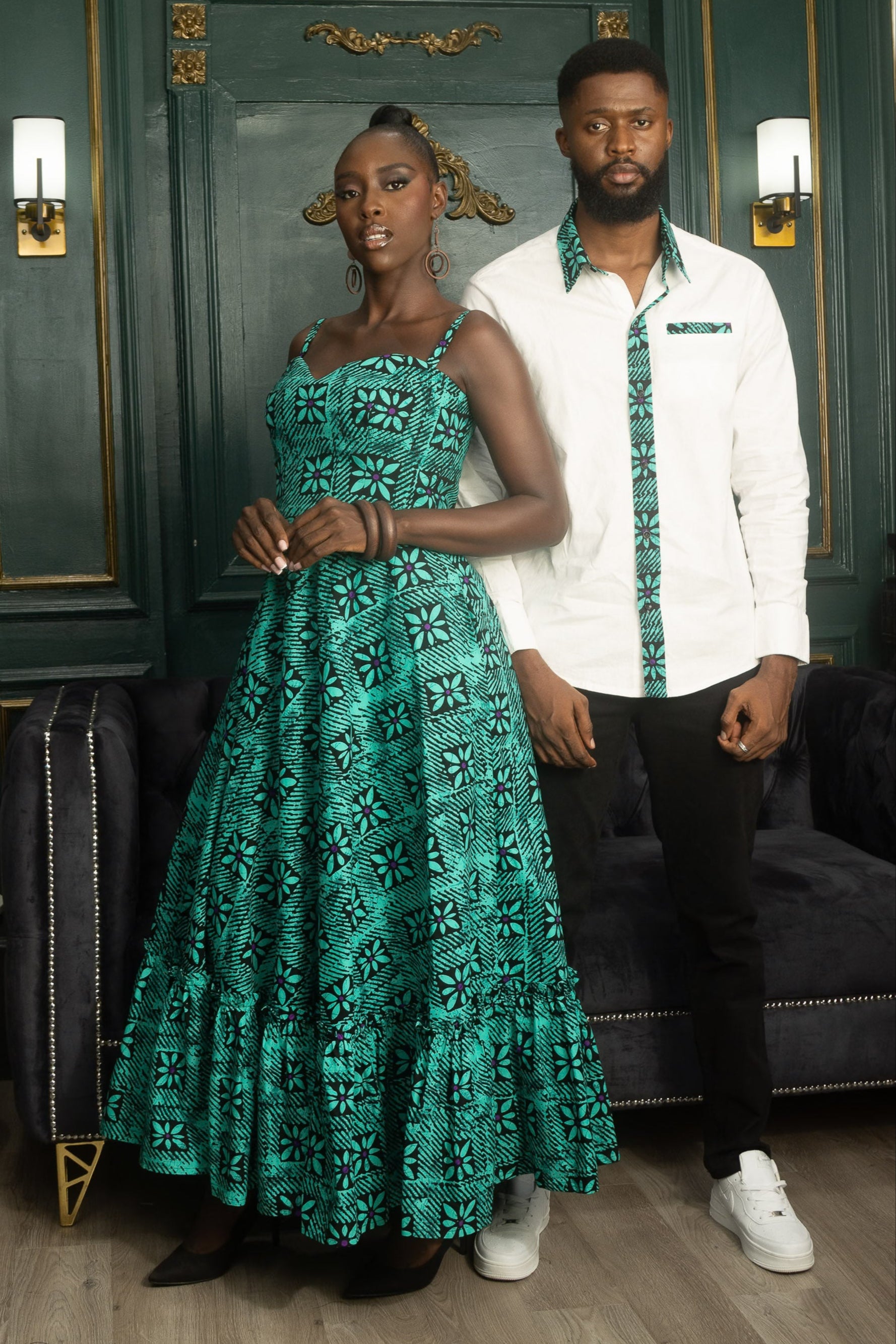 TAJI – Ankara African Print Tiered Midi Dress