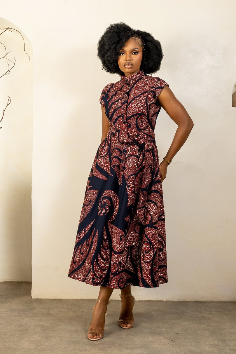 KERHI Ankara Midi Shirt Dress - Women