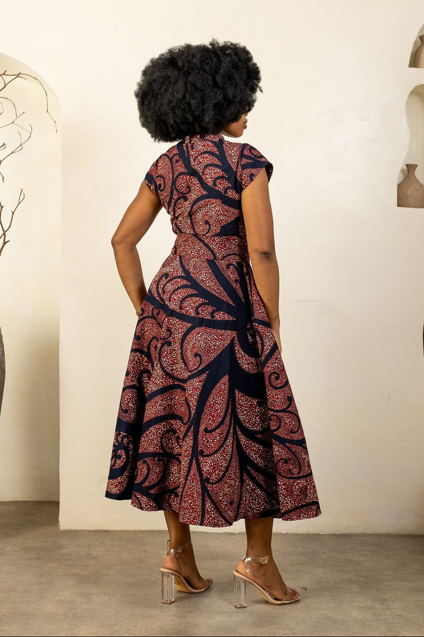 KERHI Ankara Midi Shirt Dress - Women