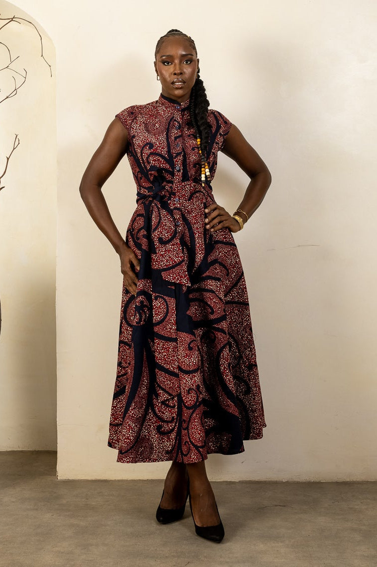 KERHI Ankara Midi Shirt Dress - Women