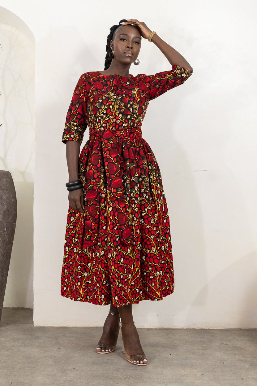 DISEMI Ankara Floral Midi Dress - Women DISEMI Ankara Floral Midi Dress - Women