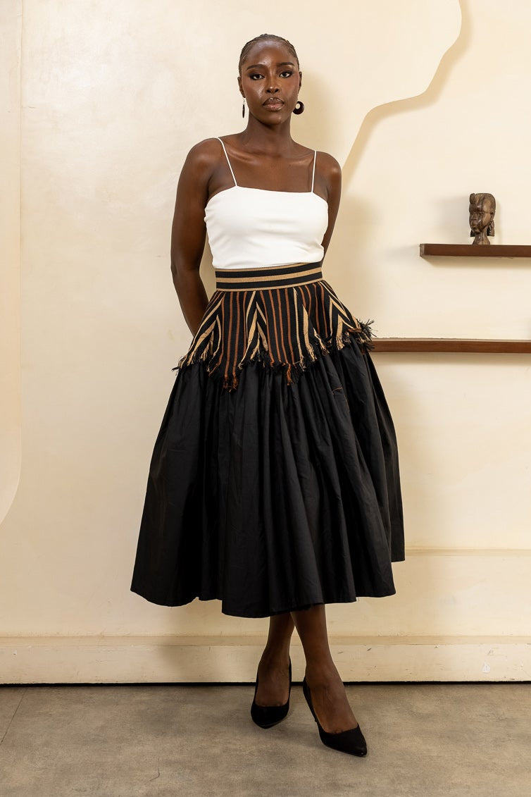 LAYO Ankara Aso Oke Midi Skirt - Women