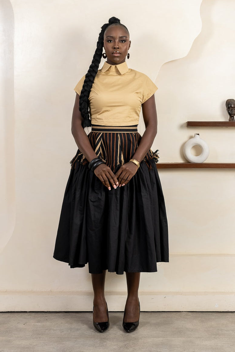 LAYO Ankara Aso Oke Midi Skirt - Women