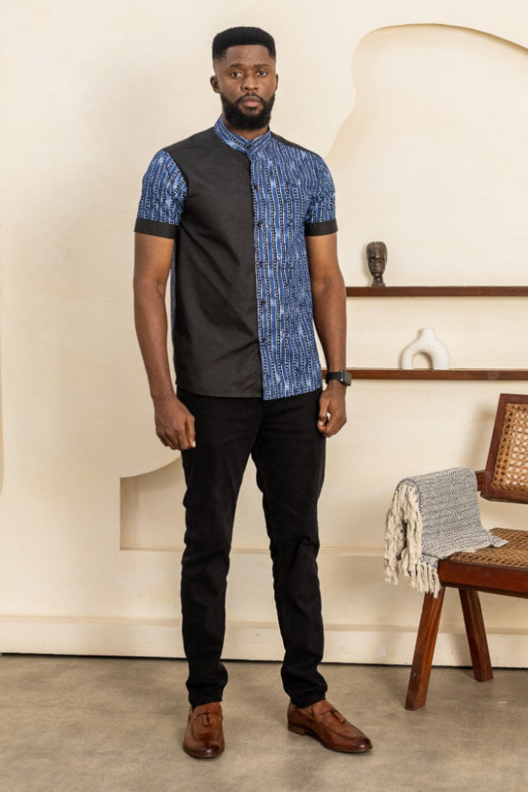 ankara dress shirt Kayo - Short Sleeve Ankara Cotton Shirt