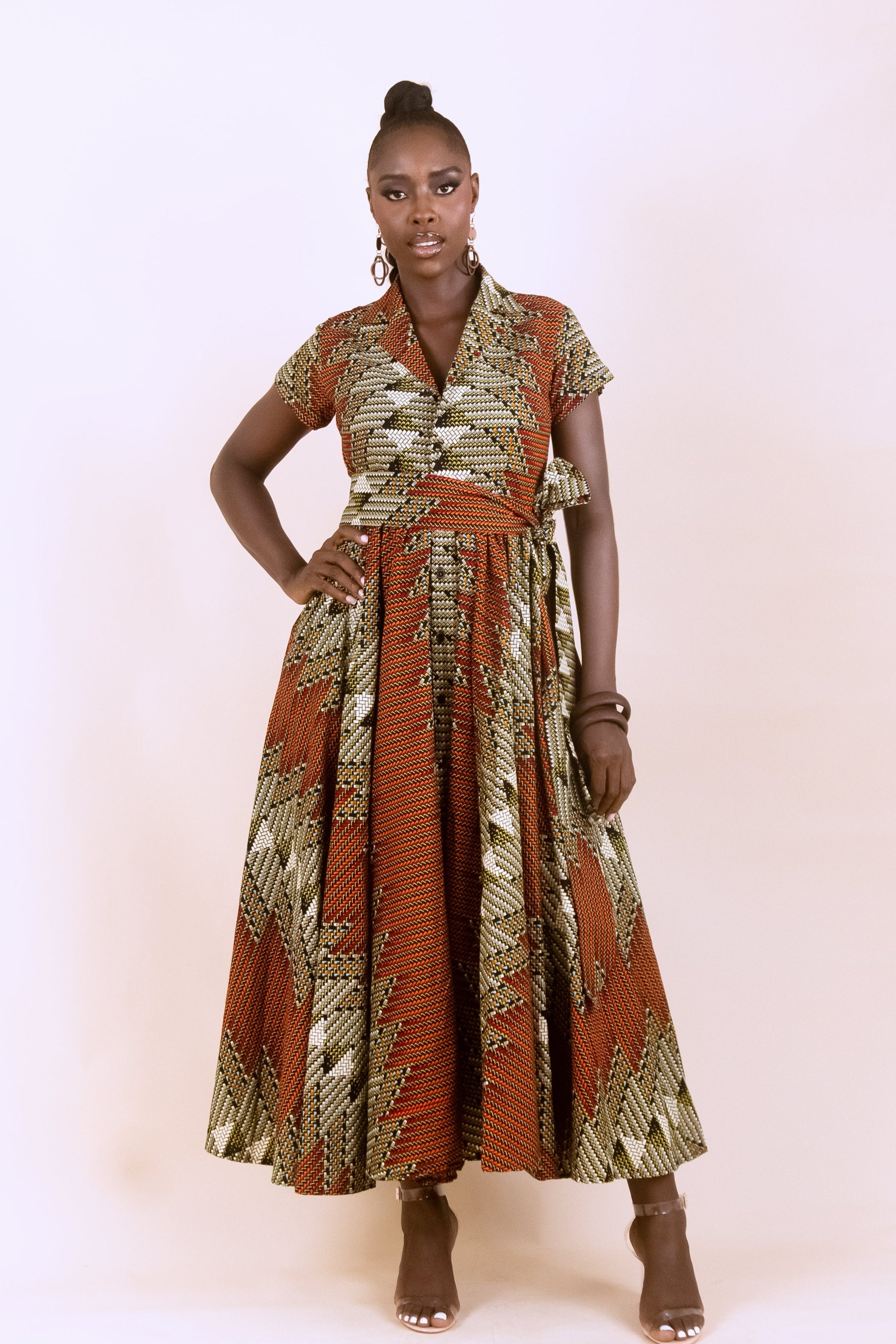 DELE – Ankara African Print Maxi Shirt Dress