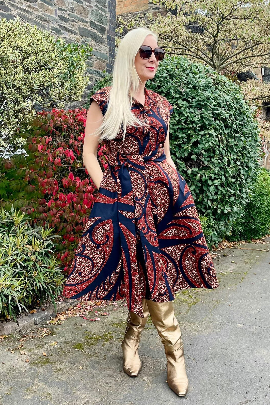 KERHI Ankara Midi Shirt Dress - Women