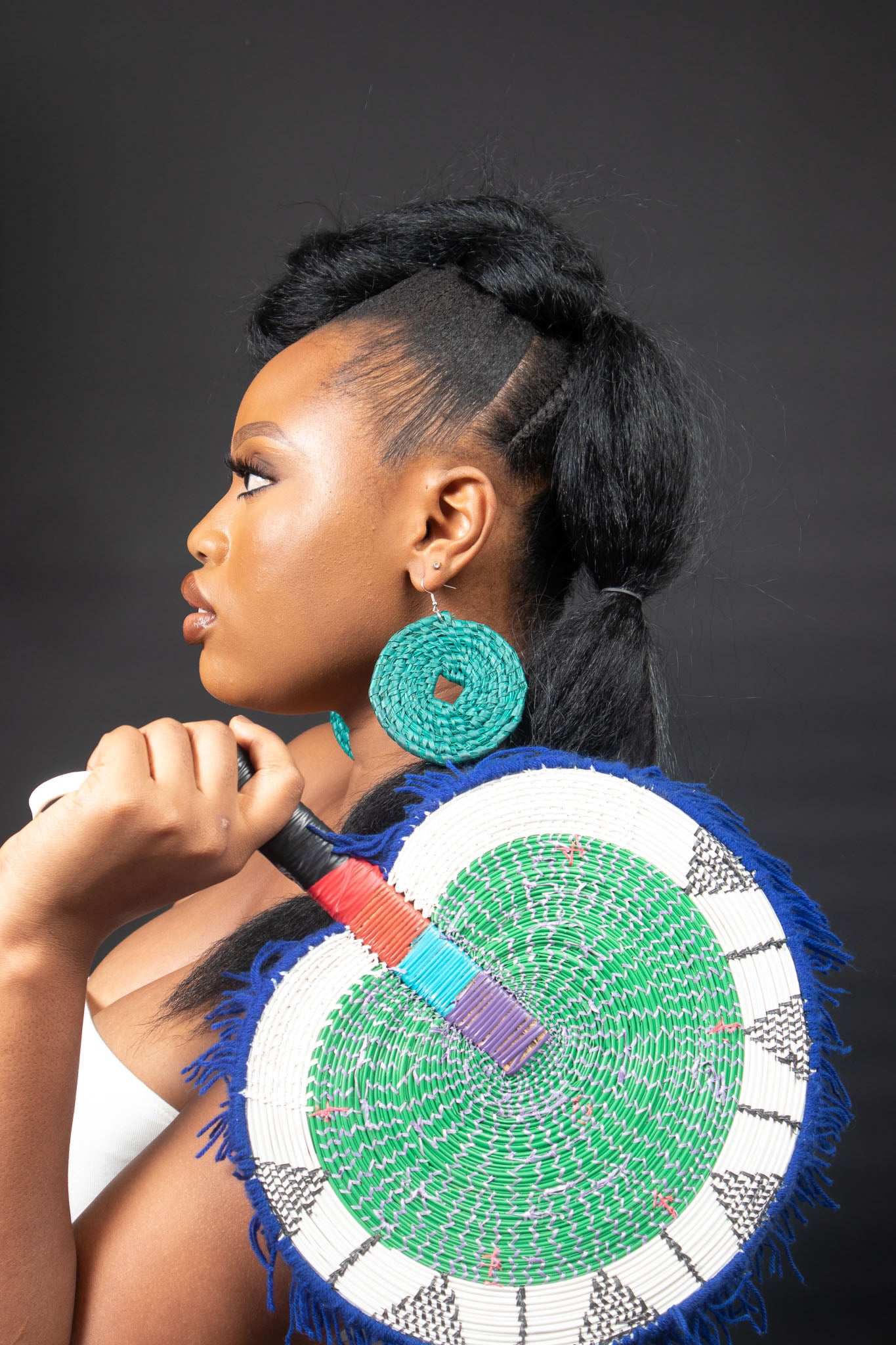 ABIONA African Basket Weave Circle Earrings