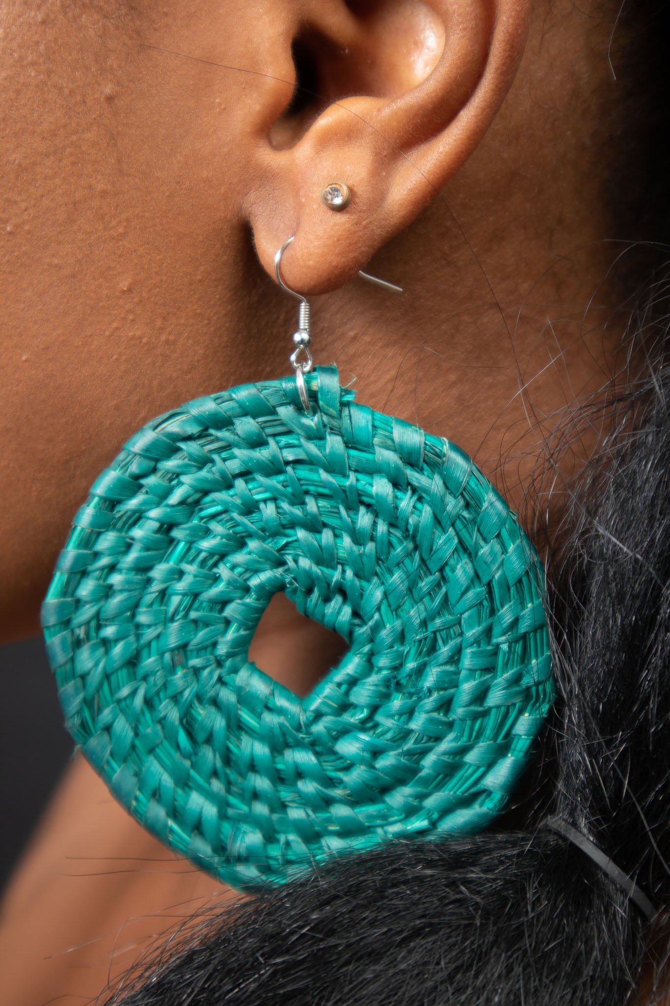 ABIONA African Basket Weave Circle Earrings