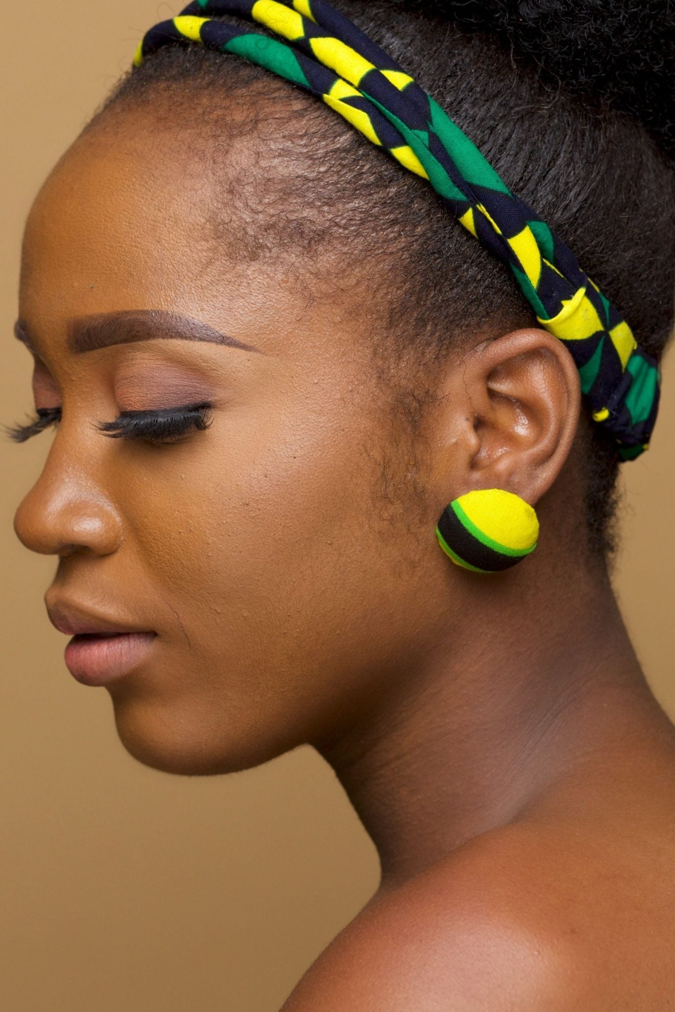 DINMA African Print Ankara Button Stud Earrings