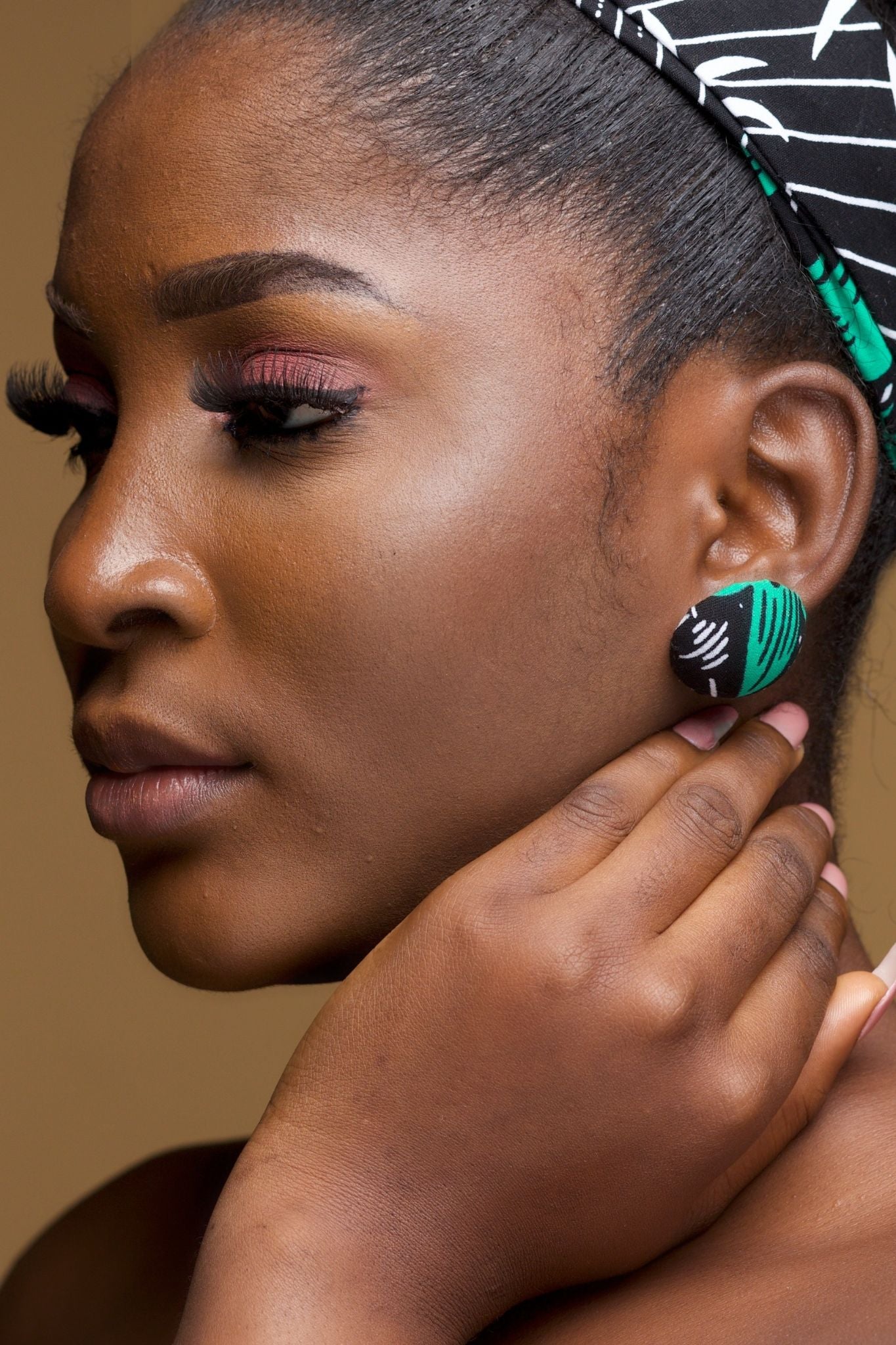 KANELE African Print Ankara Button Stud Earrings