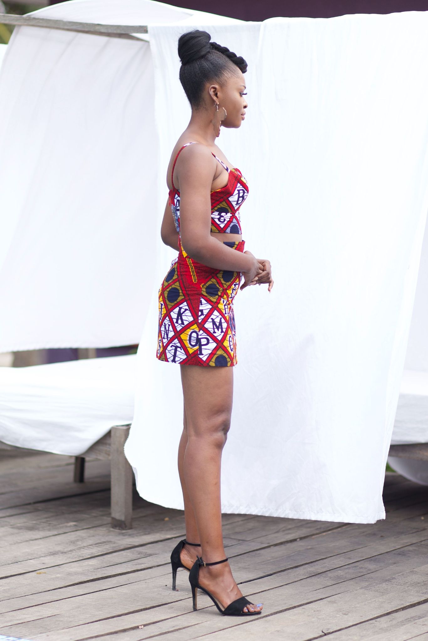 KASARACHI African Print Ankara A Line Mini Skirt (Red)