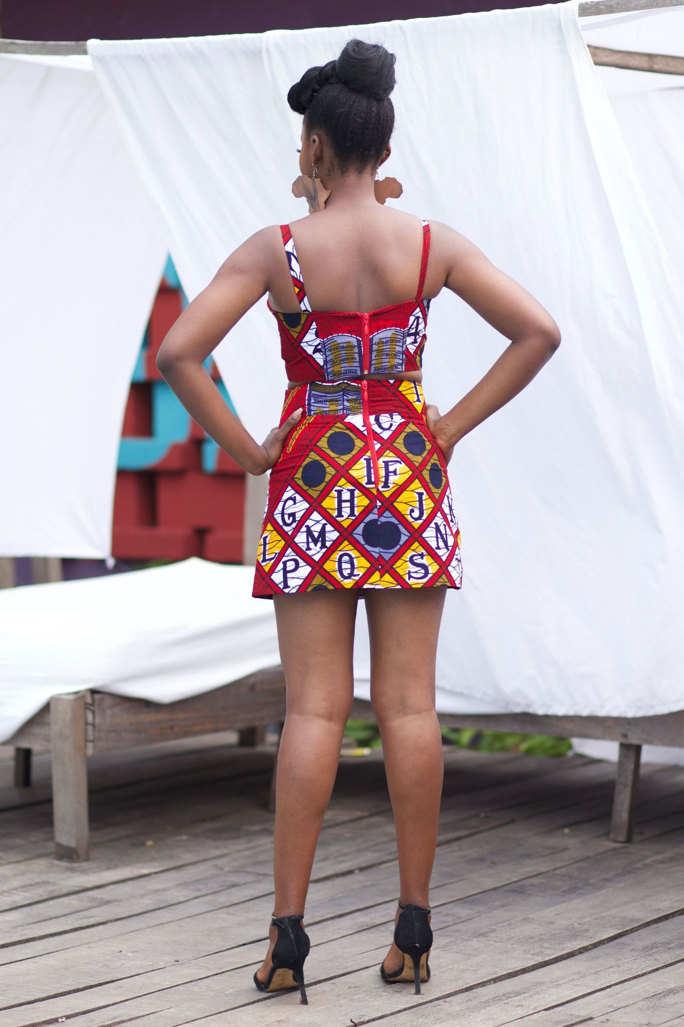 KASARACHI African Print Ankara A Line Mini Skirt (Red)