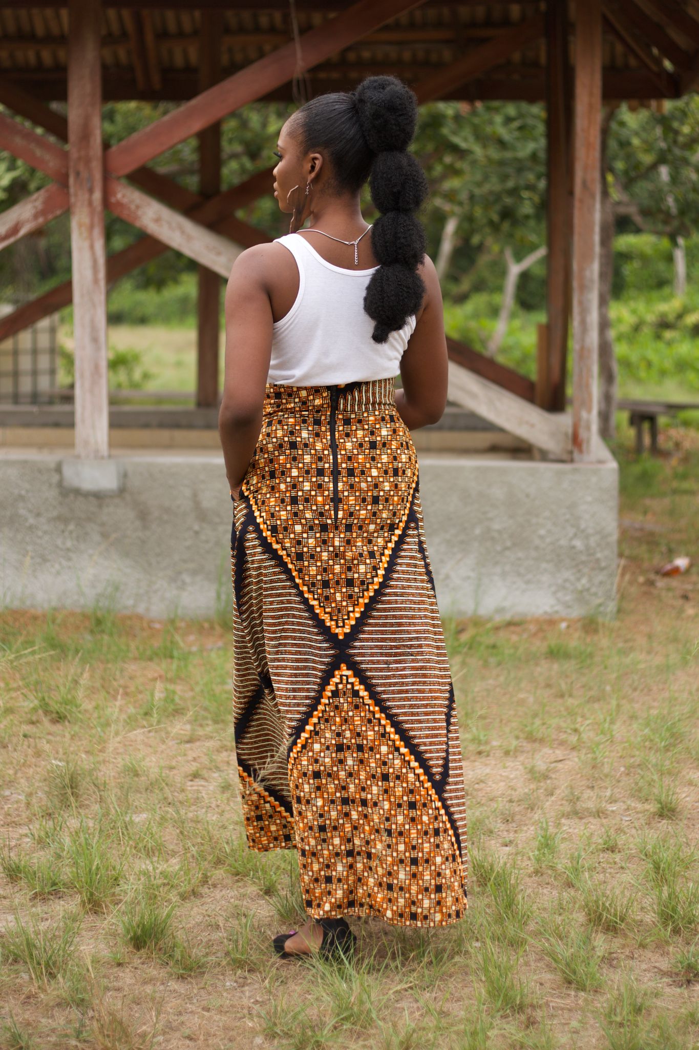 TABIA African Print A Line Maxi Skirt