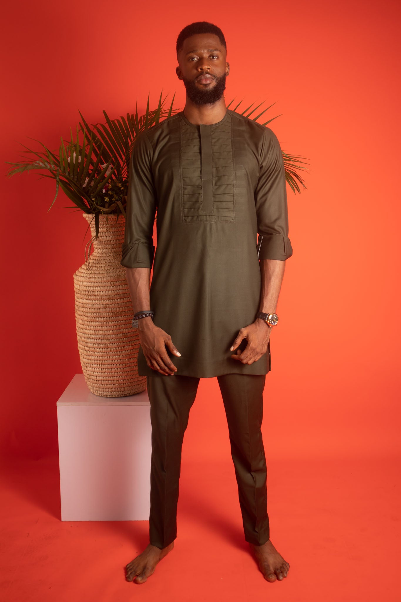 BWANA African Suit, Khaki Green