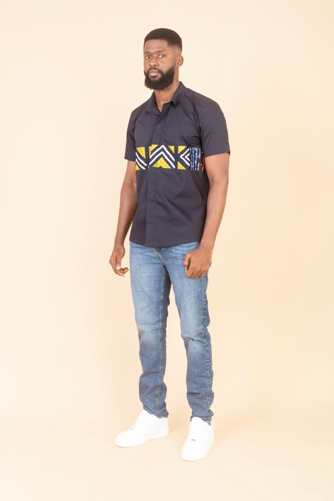 AKINA – Ankara African Print Mens Short Sleeve Shirt