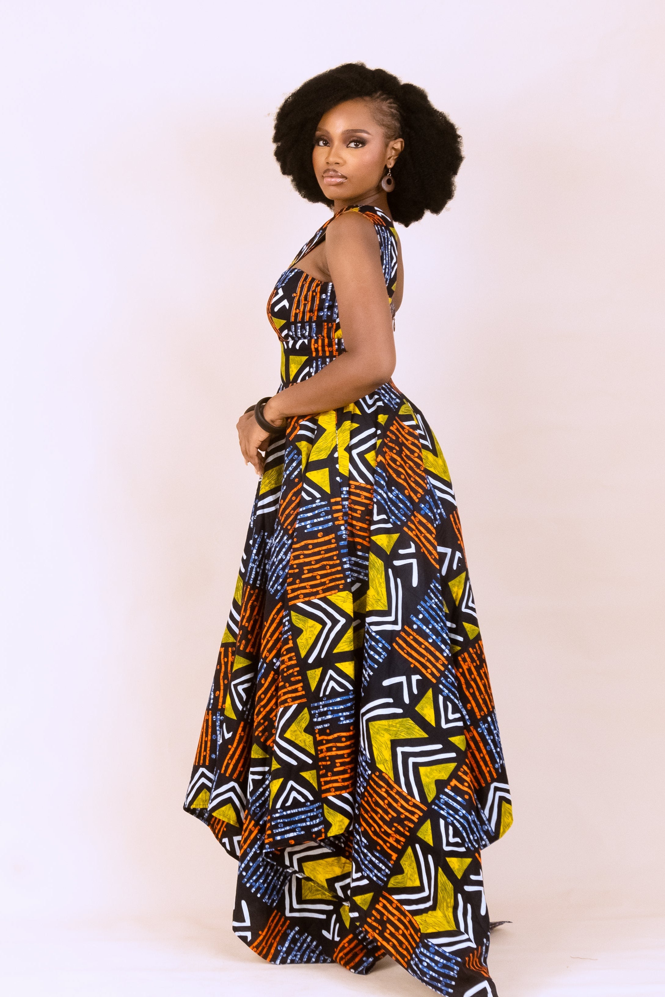 AKINA – Ankara African Print Handkerchief Maxi Dress