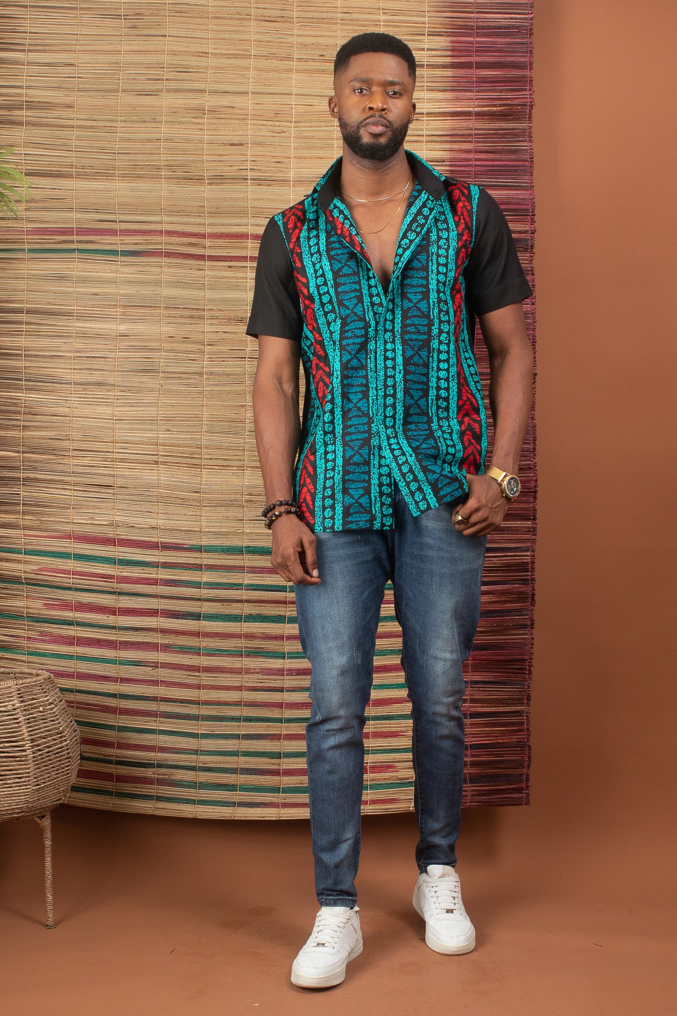 african dress shirt AKONI Ankara Shirt | African Print Men's Shirt