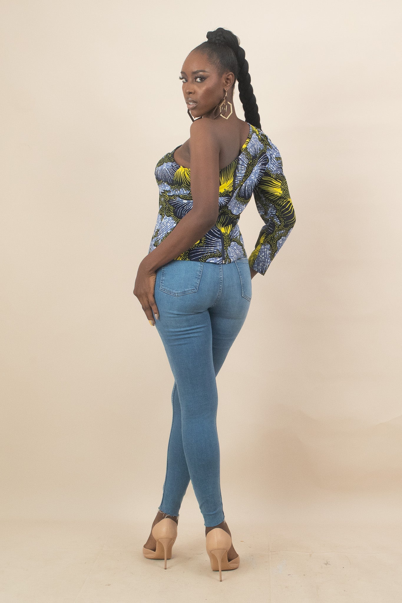 ALALI One Shoulder African Print Ankara Floral Top