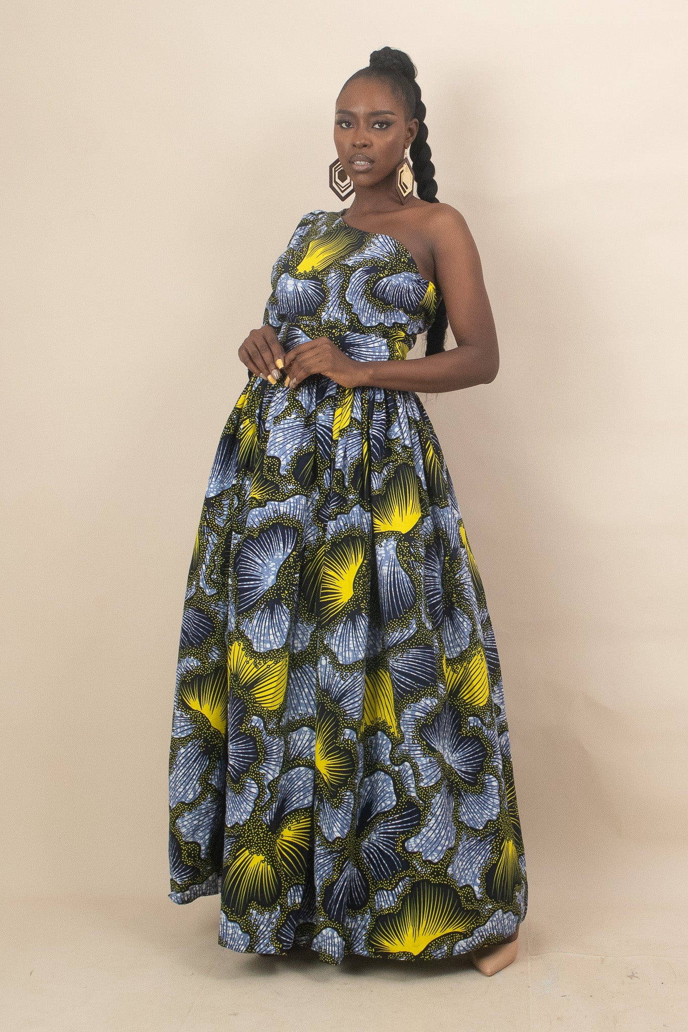 ALALI One Shoulder African Print Ankara Floral Top