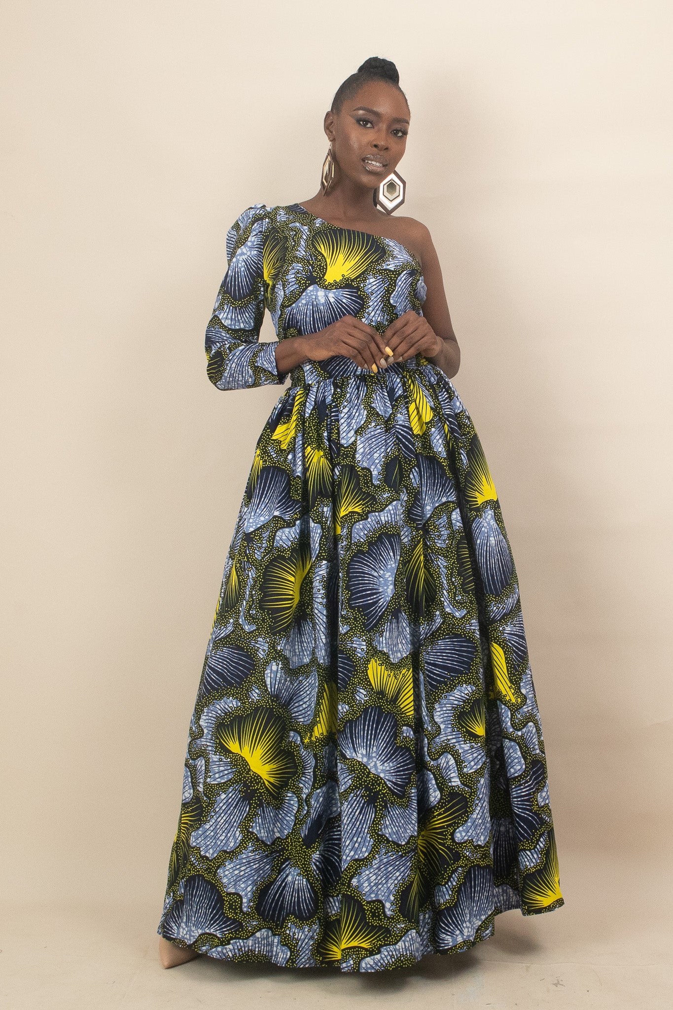 ALALI One Shoulder African Print Ankara Floral Top
