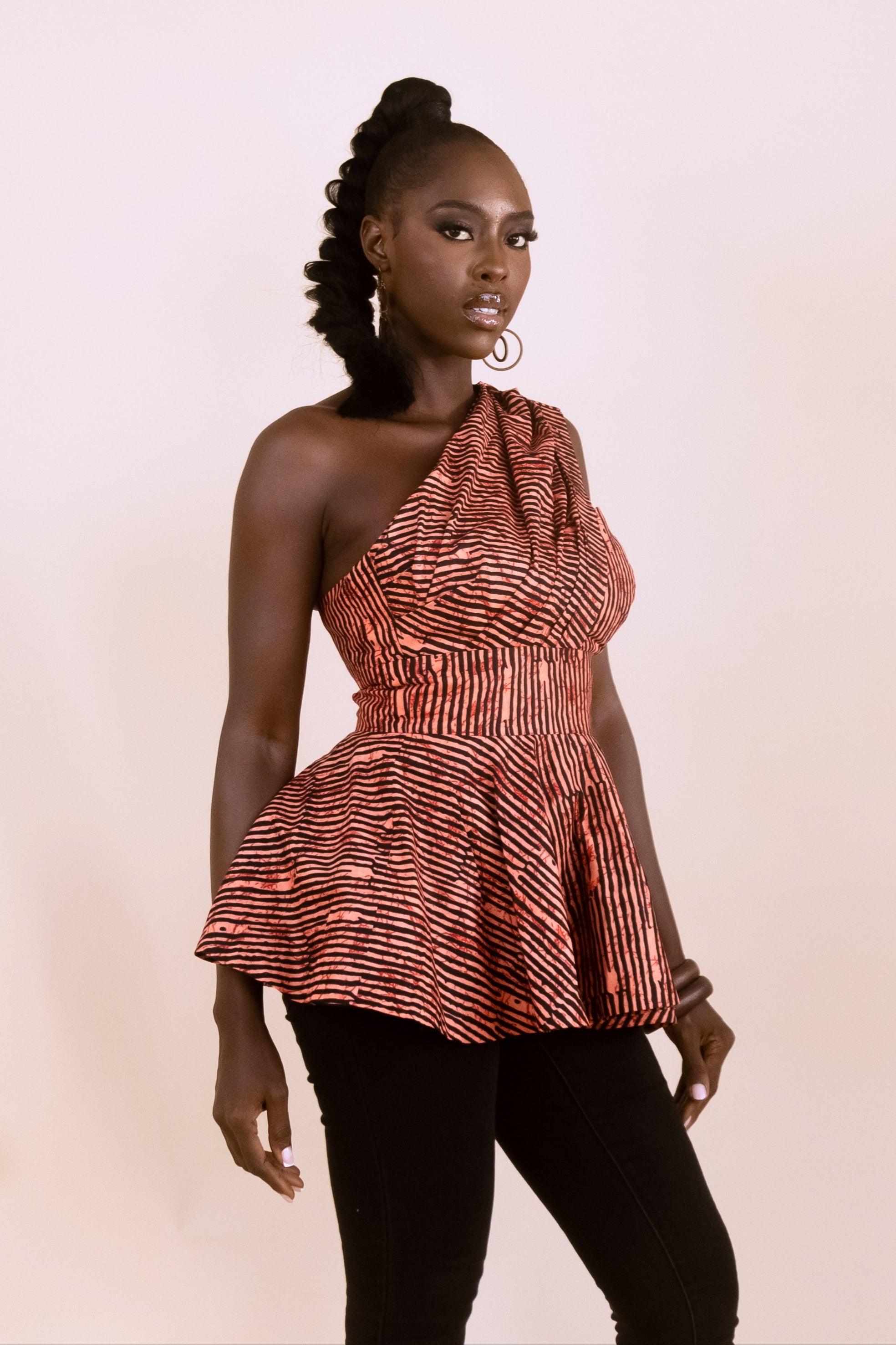 AMANI – Ankara African Print One Shoulder Bustier Top