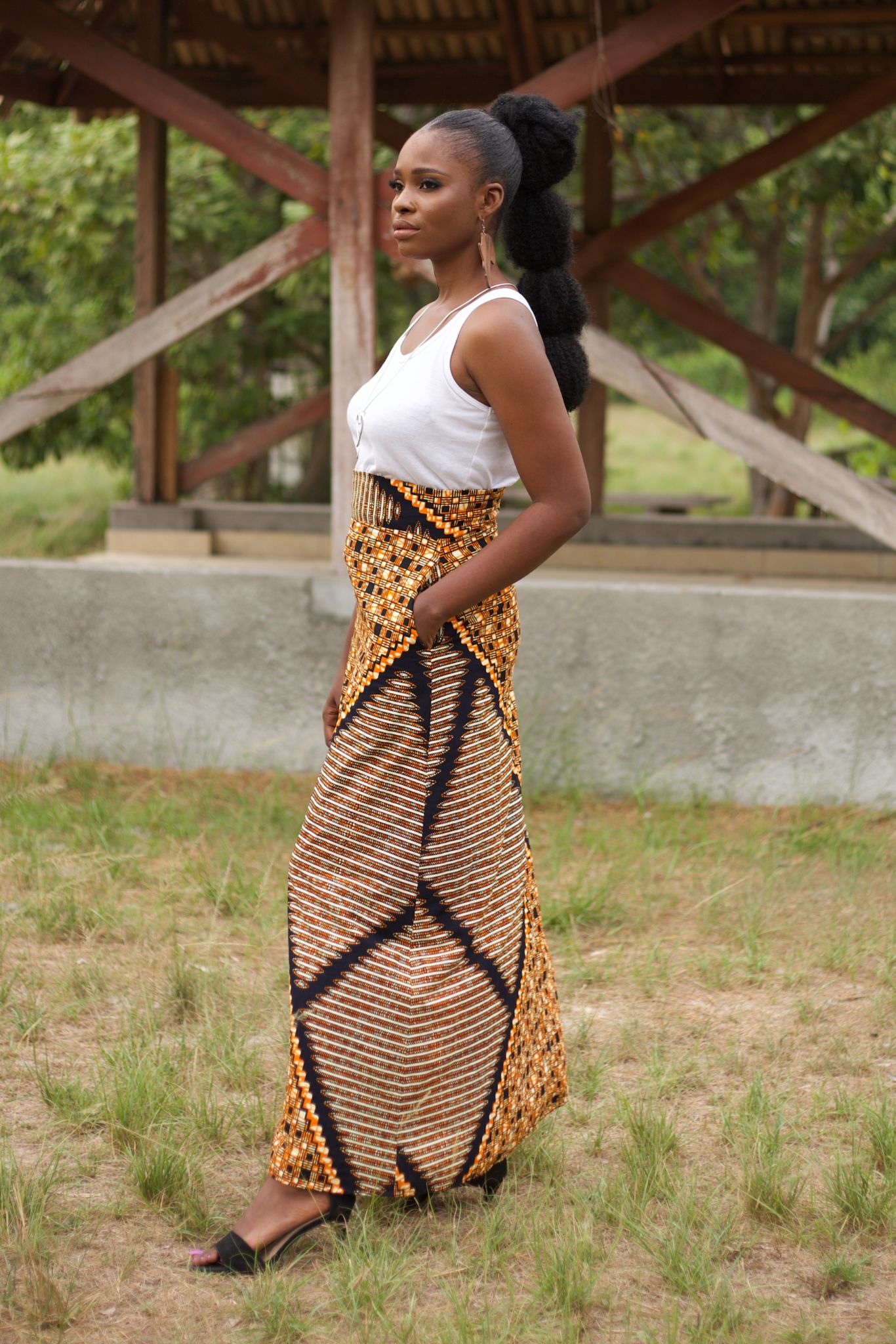 TABIA African Print A Line Maxi Skirt