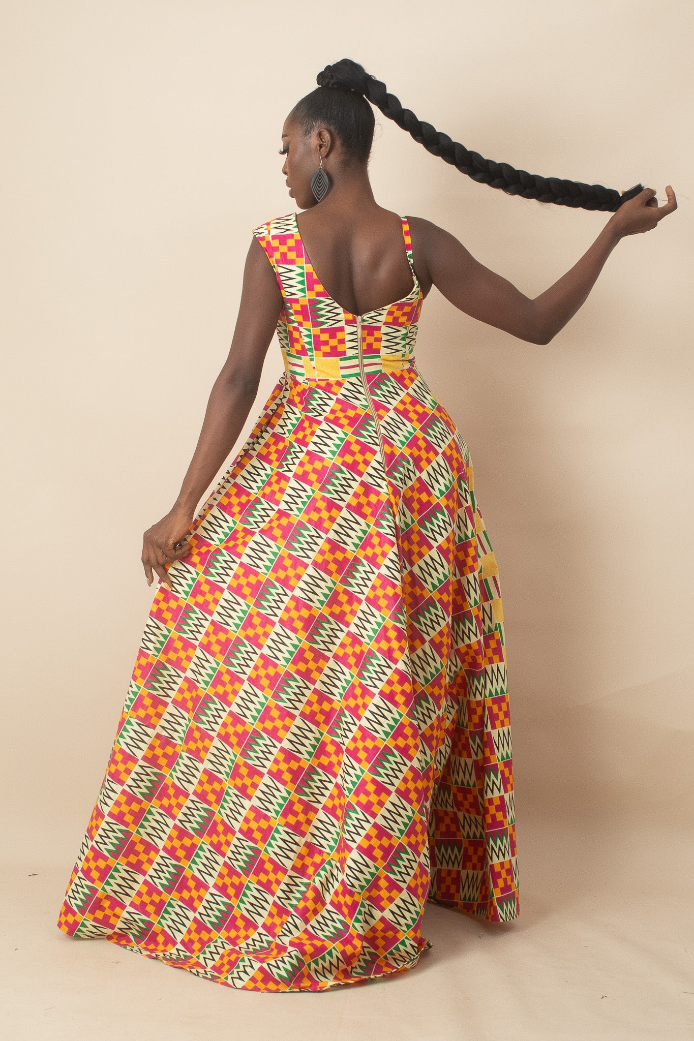 ANOKO Kente African Print Maxi Dress