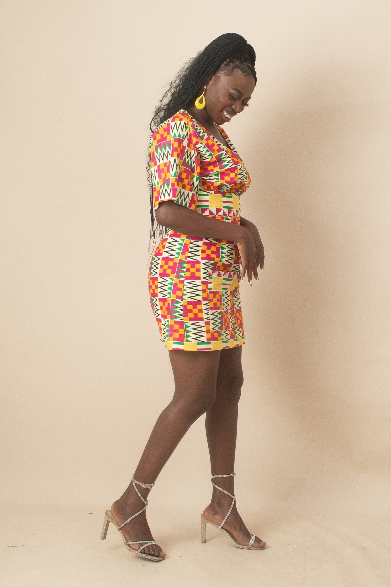 ANOKO Kente Print Mini Dress