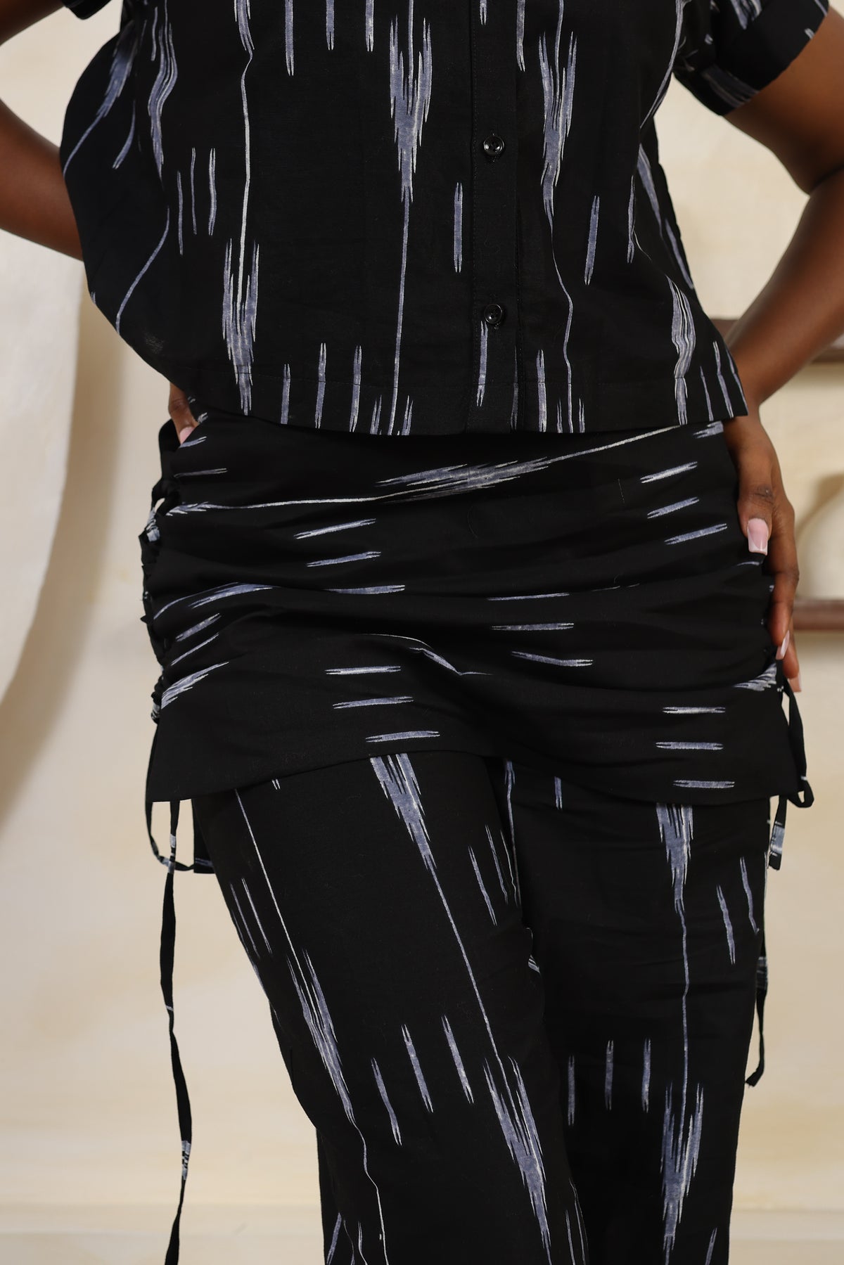 ARA Ikat Apron-Overlay Palazzo Trousers - Women