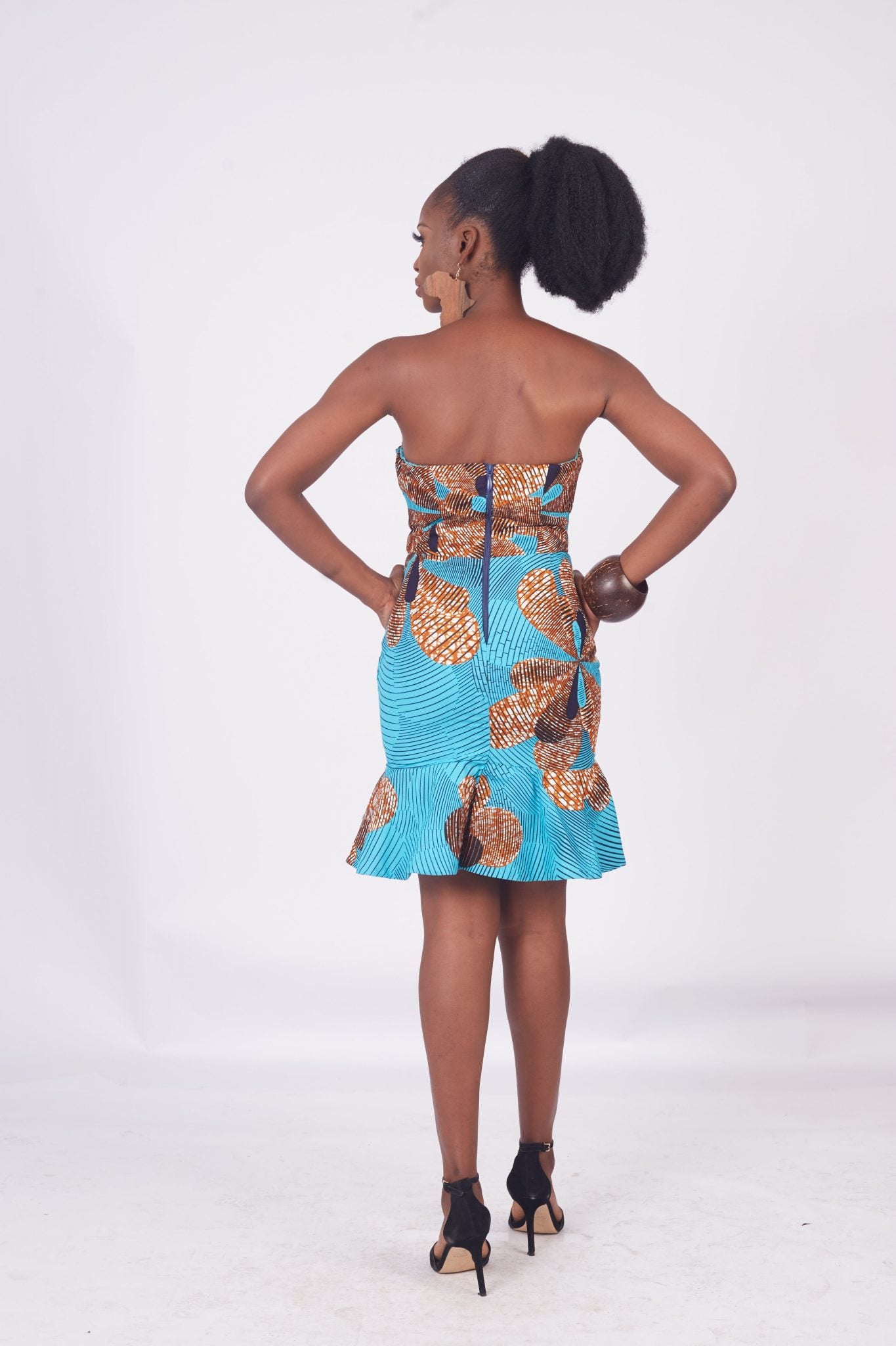ASHA African Print Ankara Short Peplum Dress
