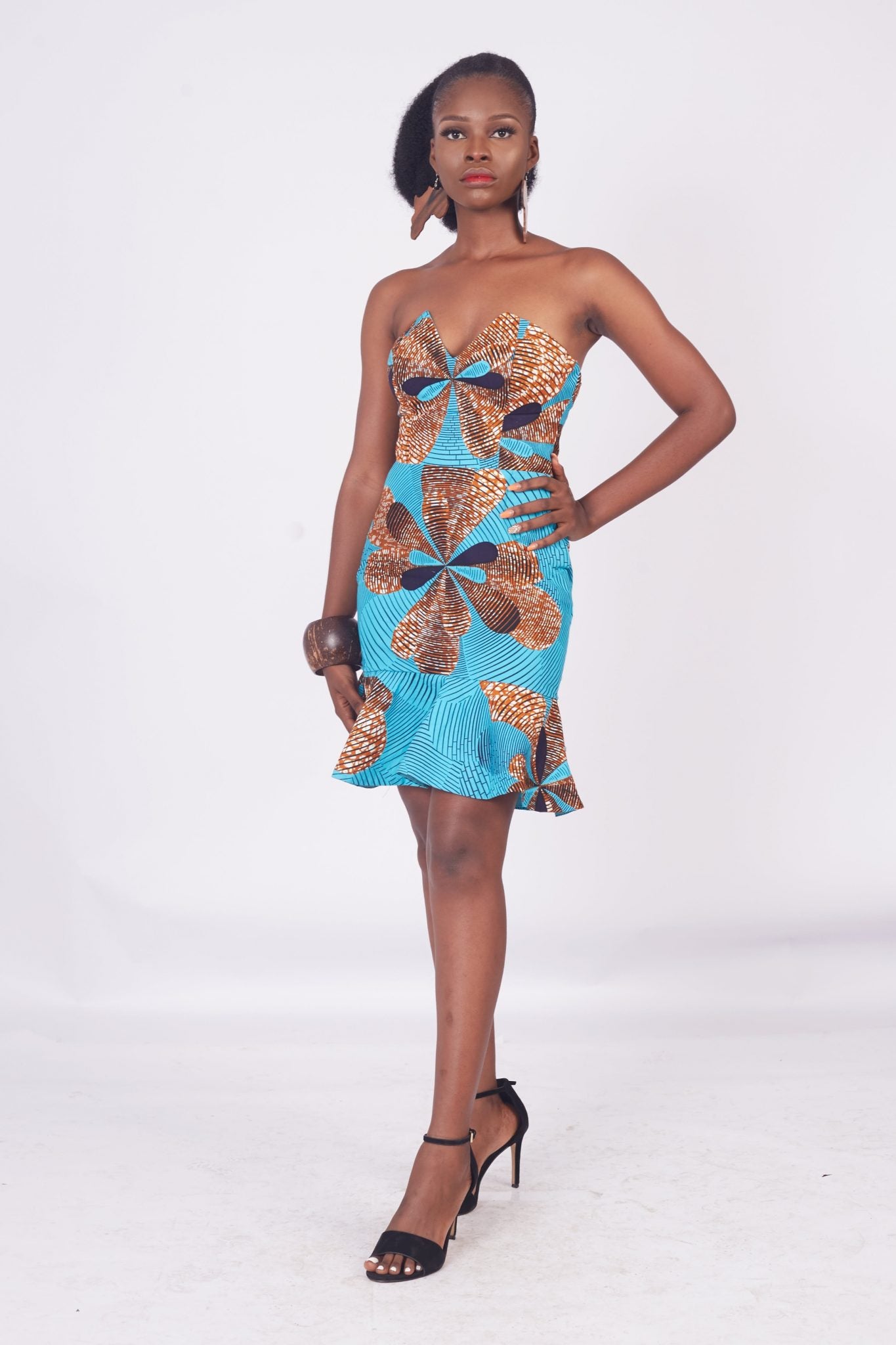 ASHA African Print Ankara Short Peplum Dress