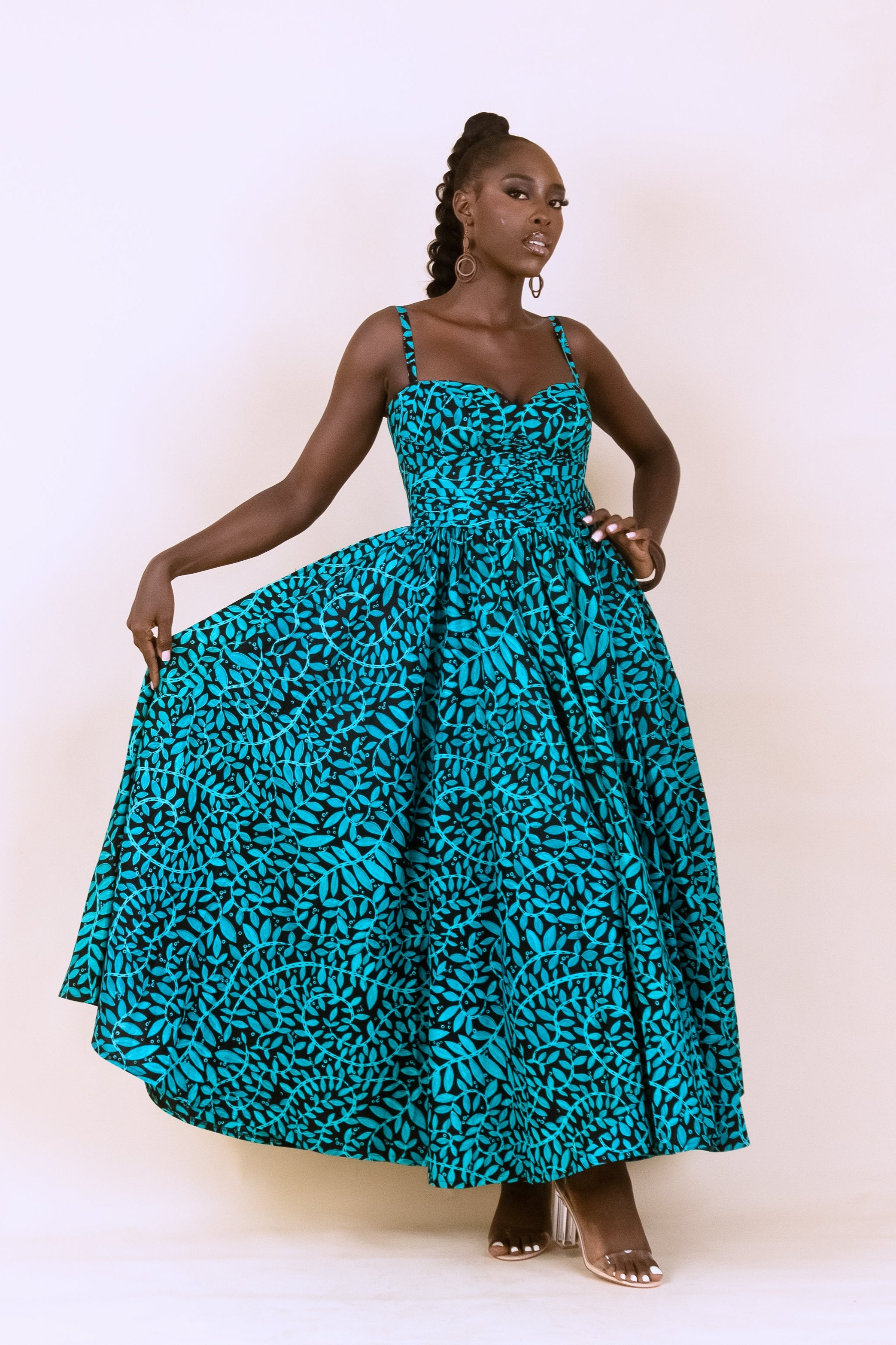 AYANFE – Ankara African Print Draped Bodice Corset Dress