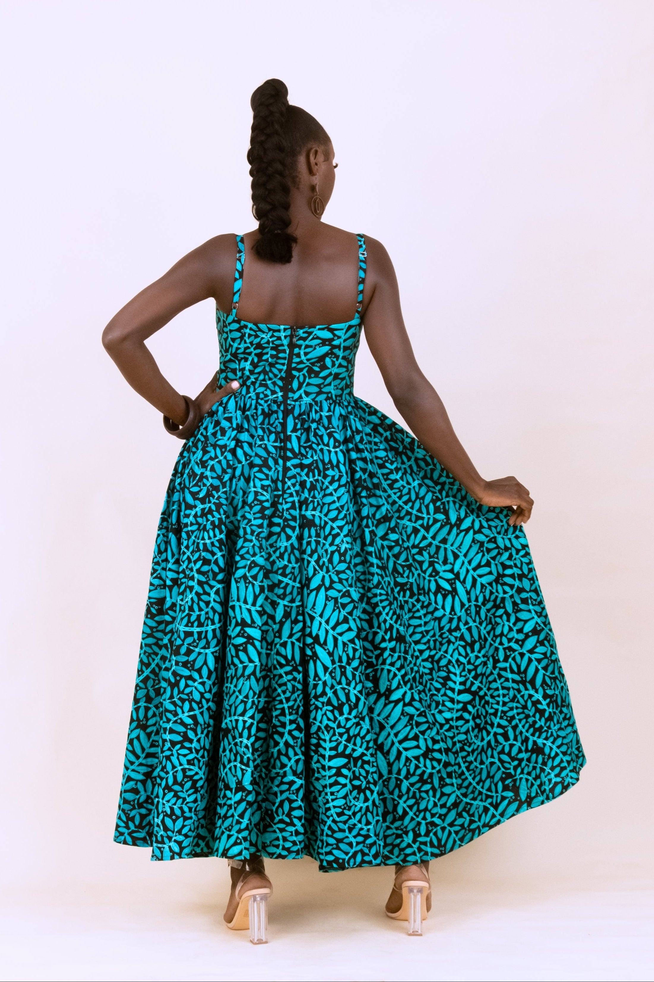 AYANFE – Ankara African Print Draped Bodice Corset Dress