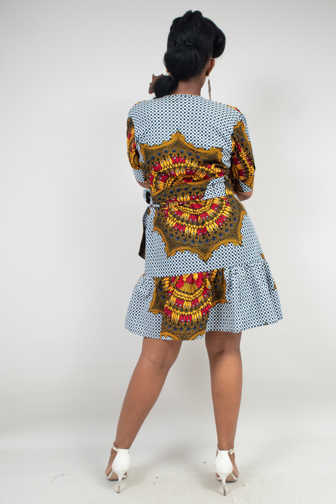 AYIRA African Print Ankara Shirt Dress - White