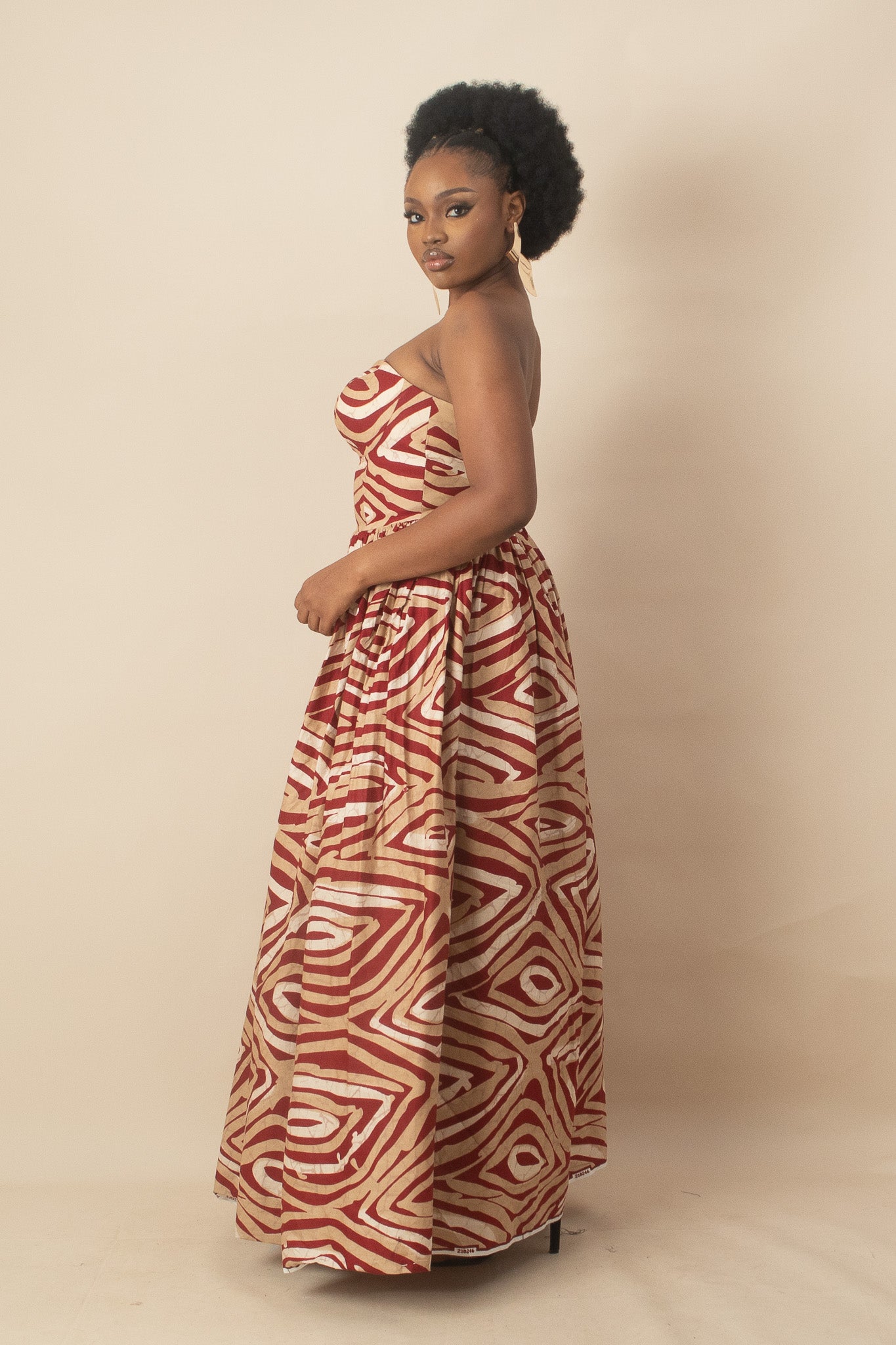 AZERE African Print Strapless Maxi Dress