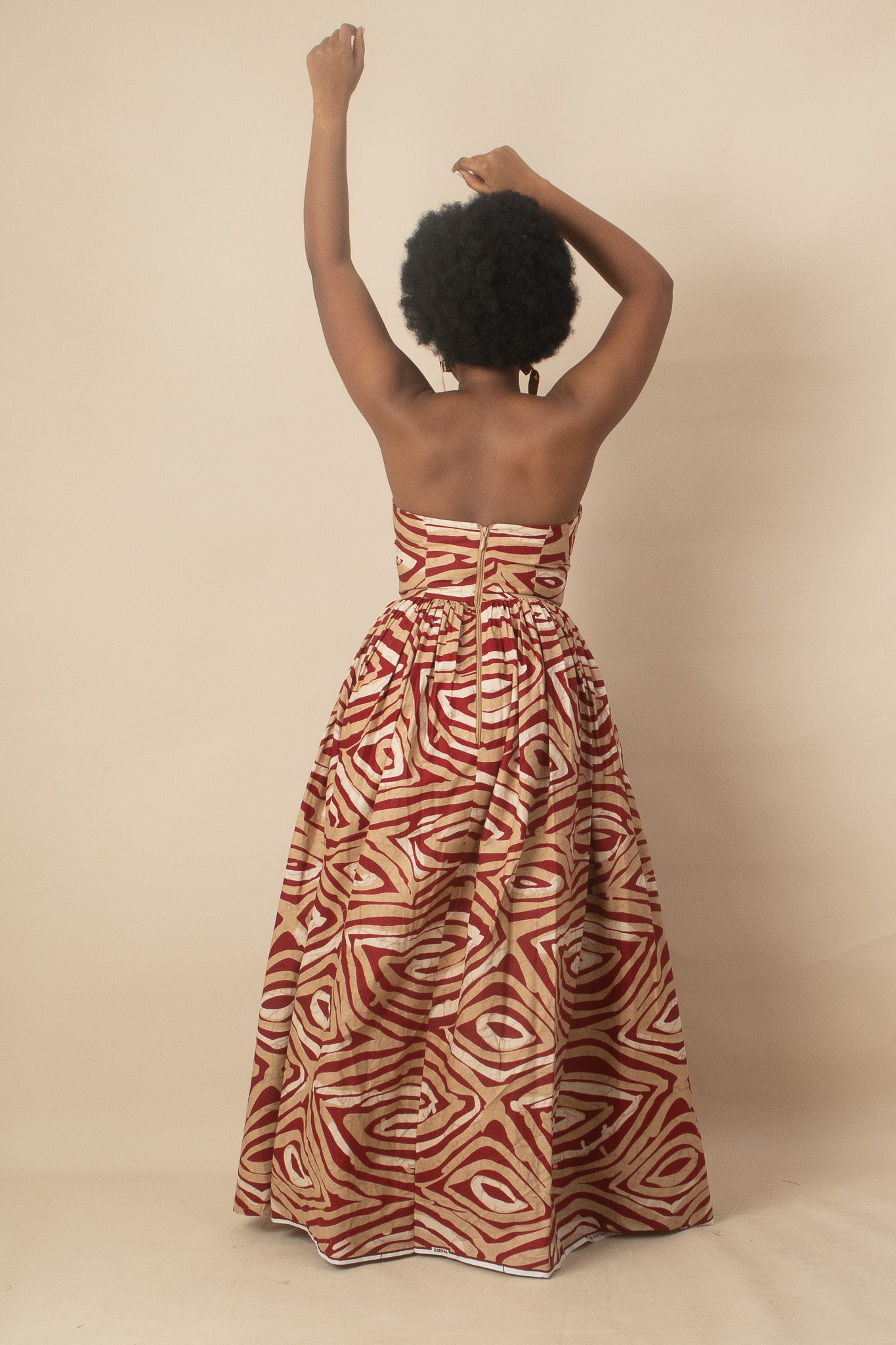 AZERE African Print Strapless Maxi Dress