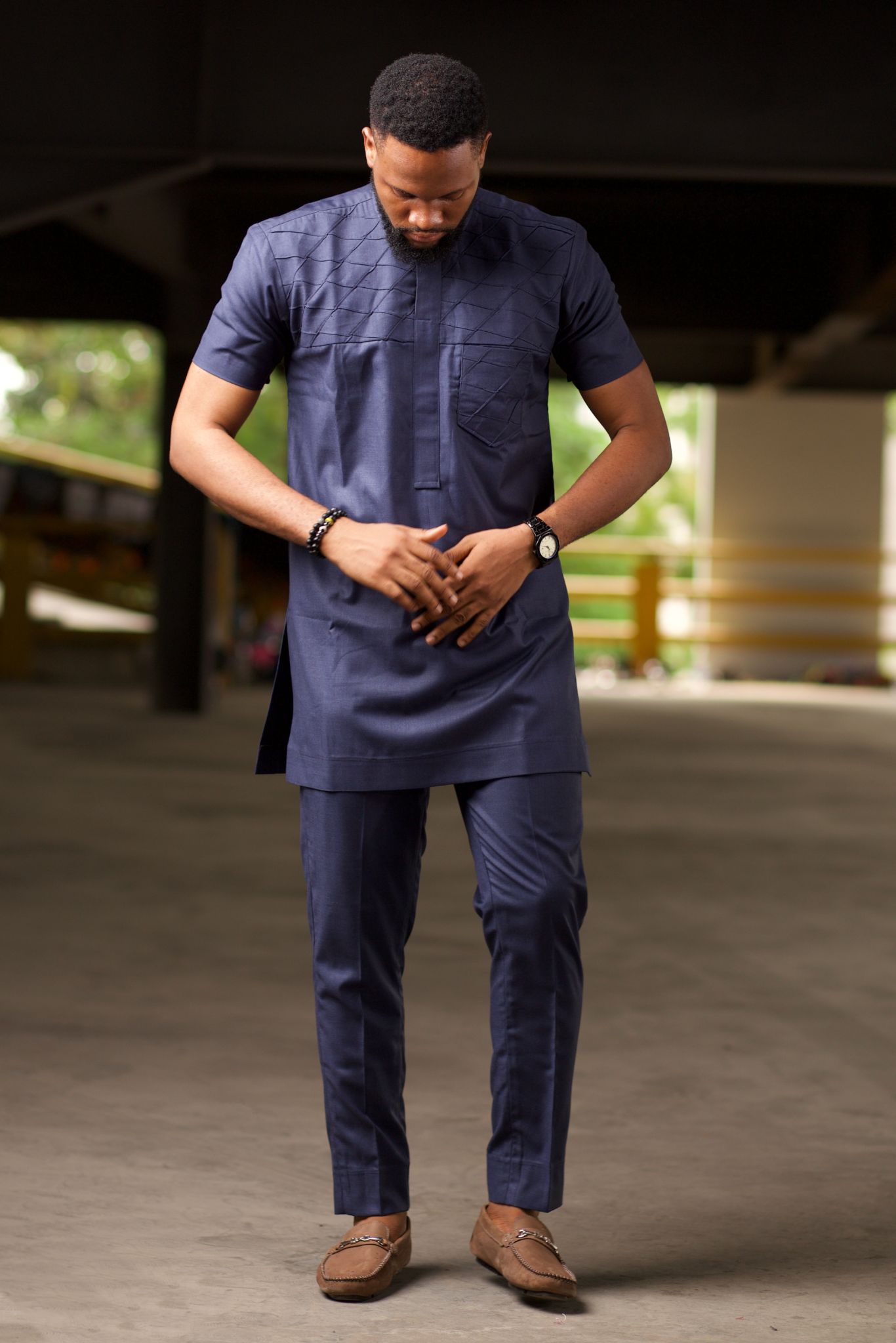 BASSEY Ankara Shirt, Blue