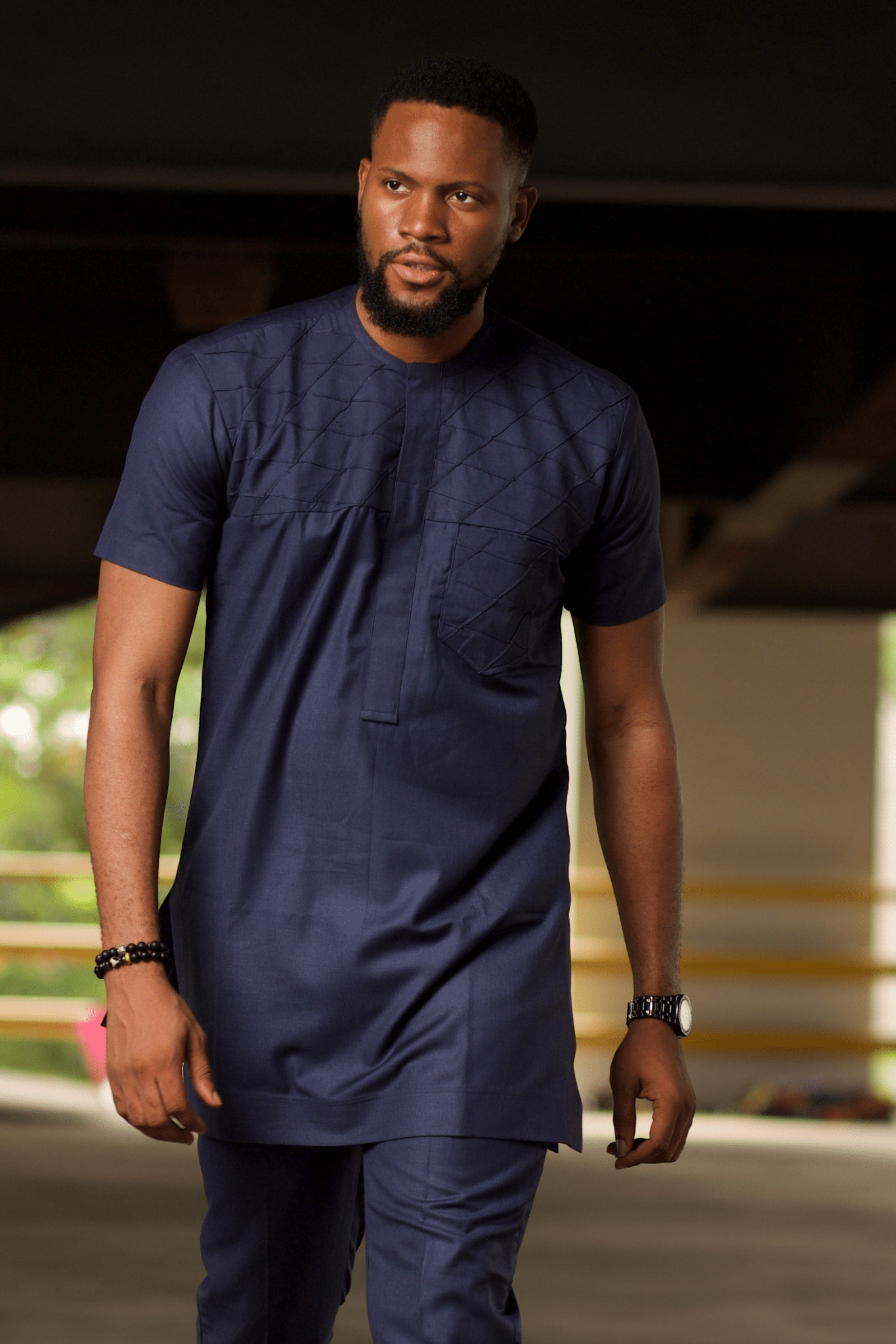 BASSEY Ankara Shirt, Blue