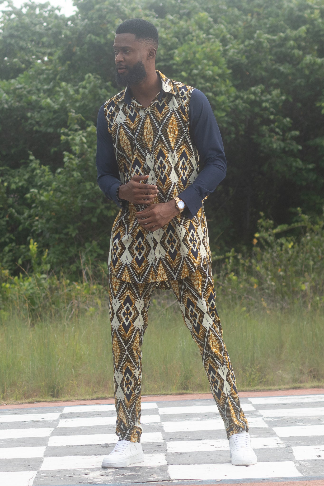 DABIRA African Print Ankara Long Sleeve Shirt
