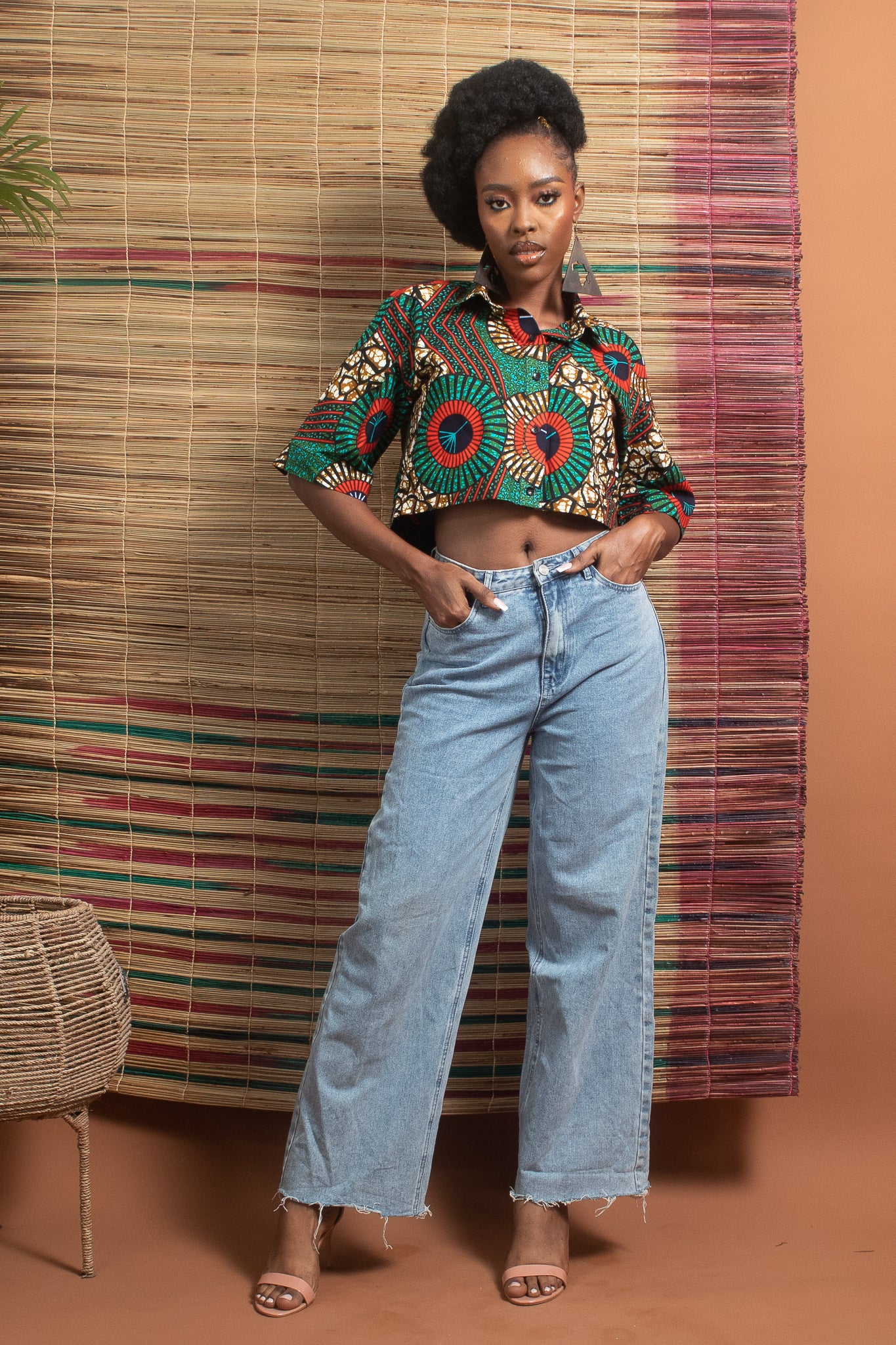 ENAI African Print Ankara Cropped Shirt