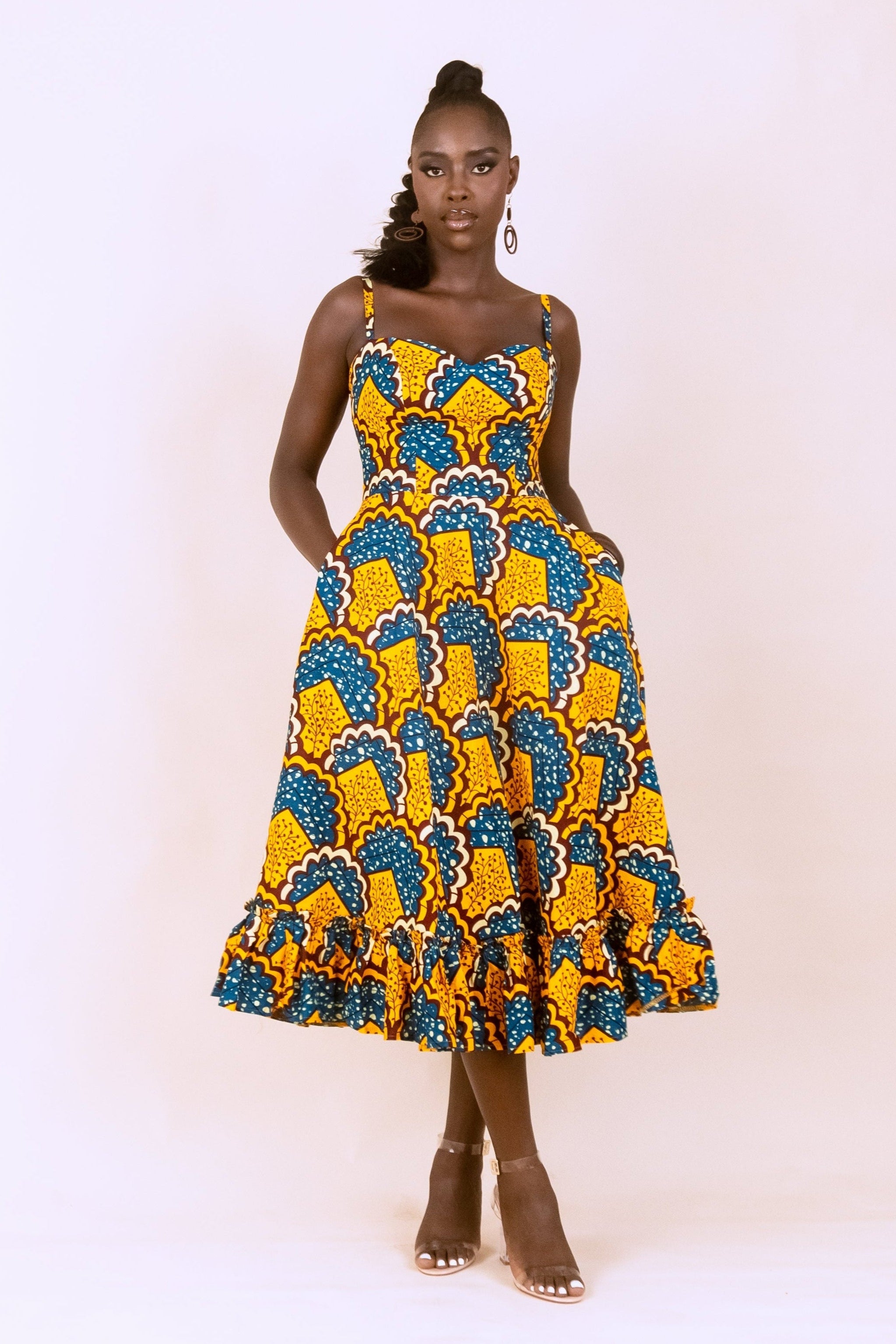 EREBI – Ankara African Print Midi Summer Dress