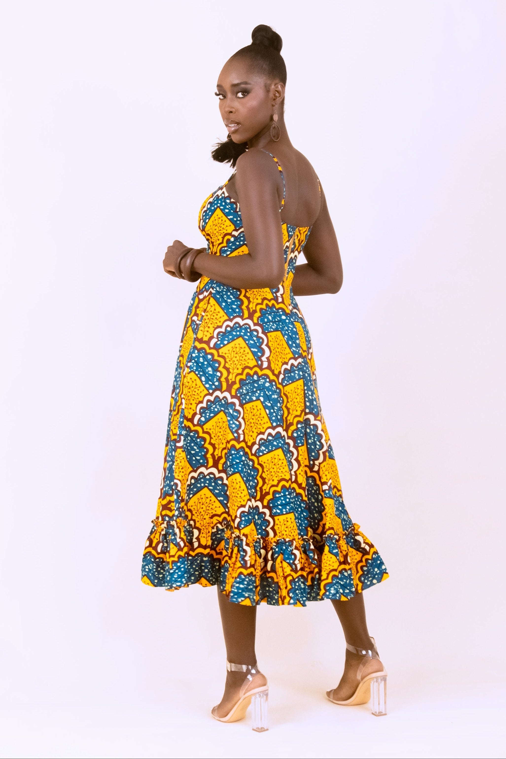 EREBI – Ankara African Print Midi Summer Dress