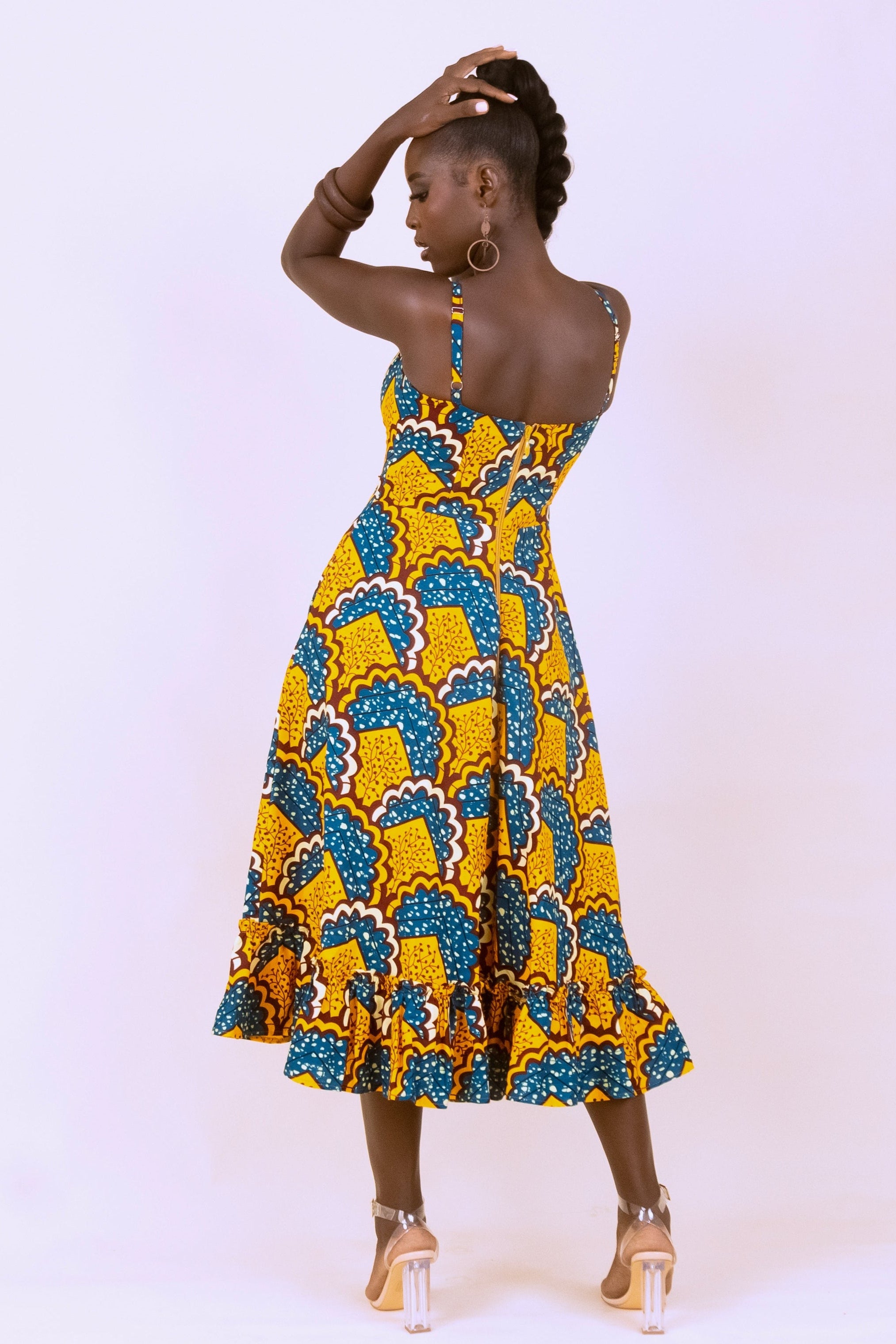 EREBI – Ankara African Print Midi Summer Dress