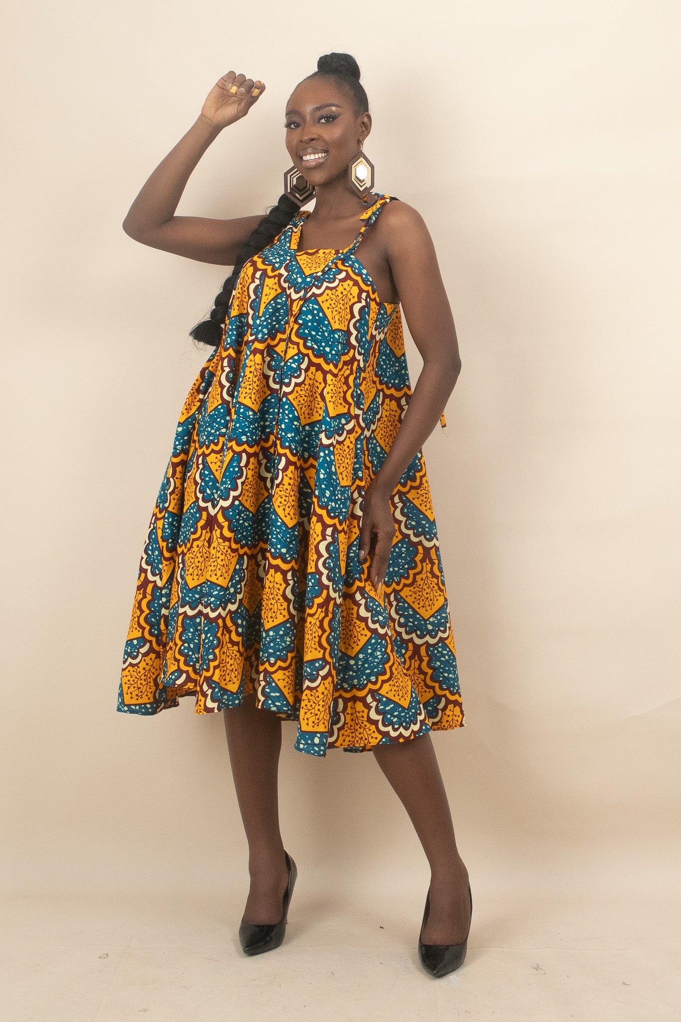 EREBI African Print Ankara One Shoulder Dress