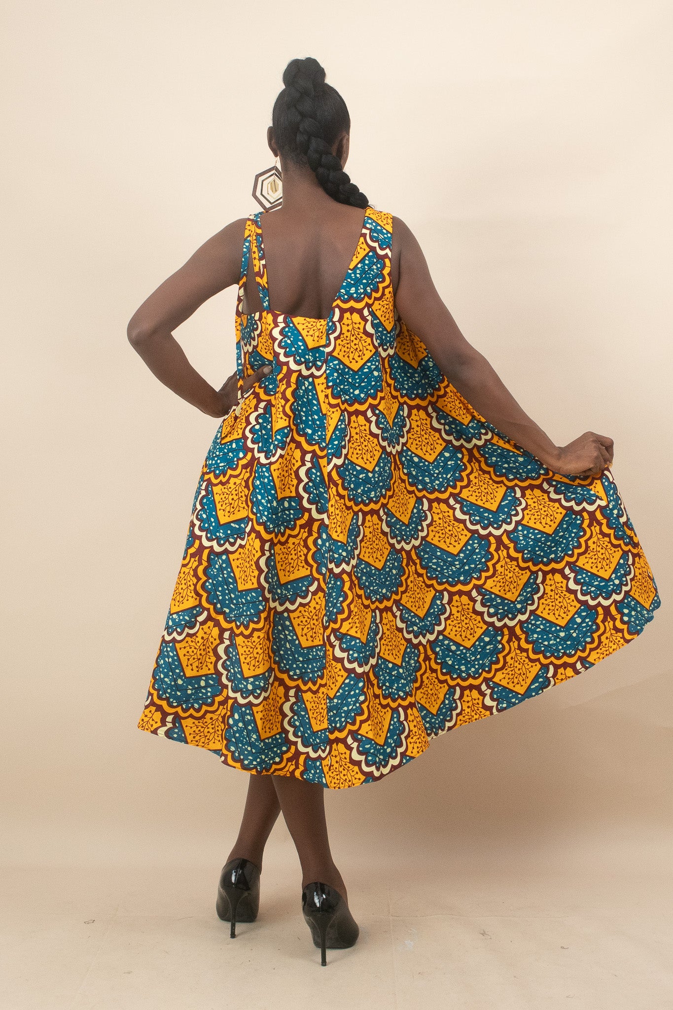 EREBI African Print Ankara One Shoulder Dress