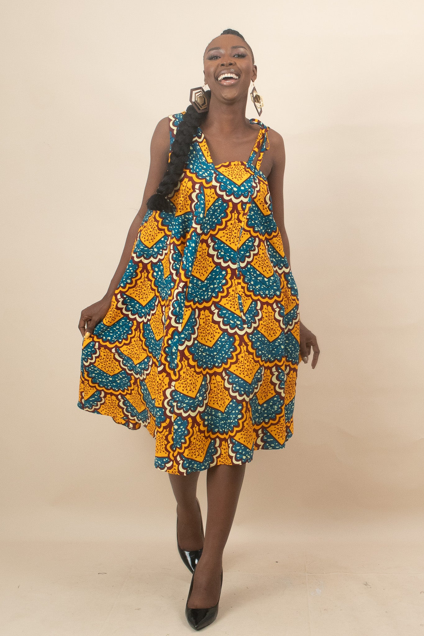 EREBI African Print Ankara One Shoulder Dress