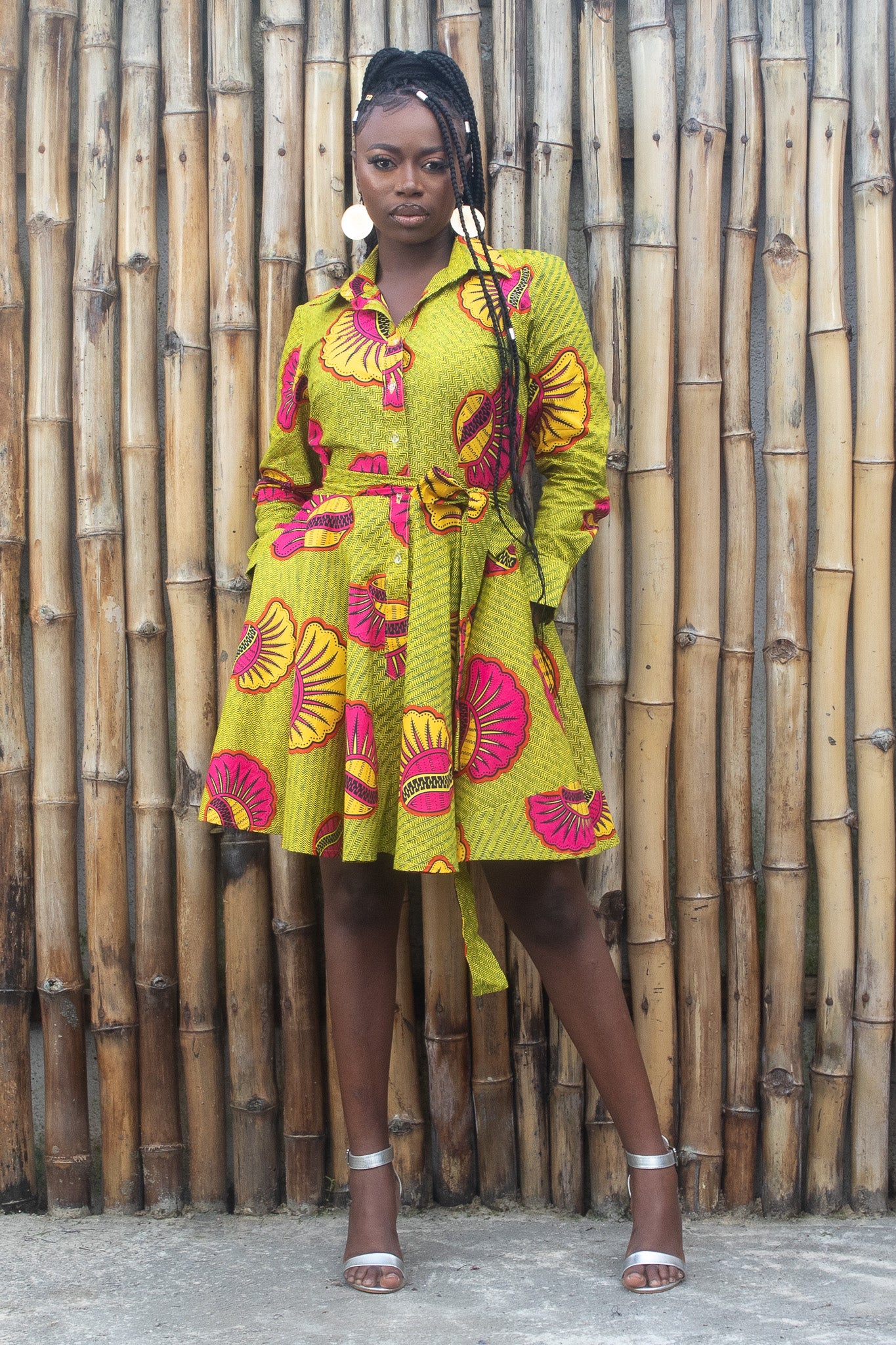 FAYOLA African Print Mini Shirt dress