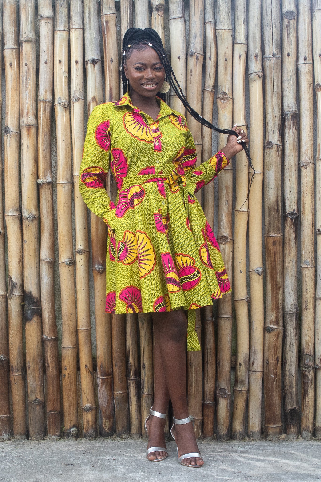 FAYOLA African Print Mini Shirt dress