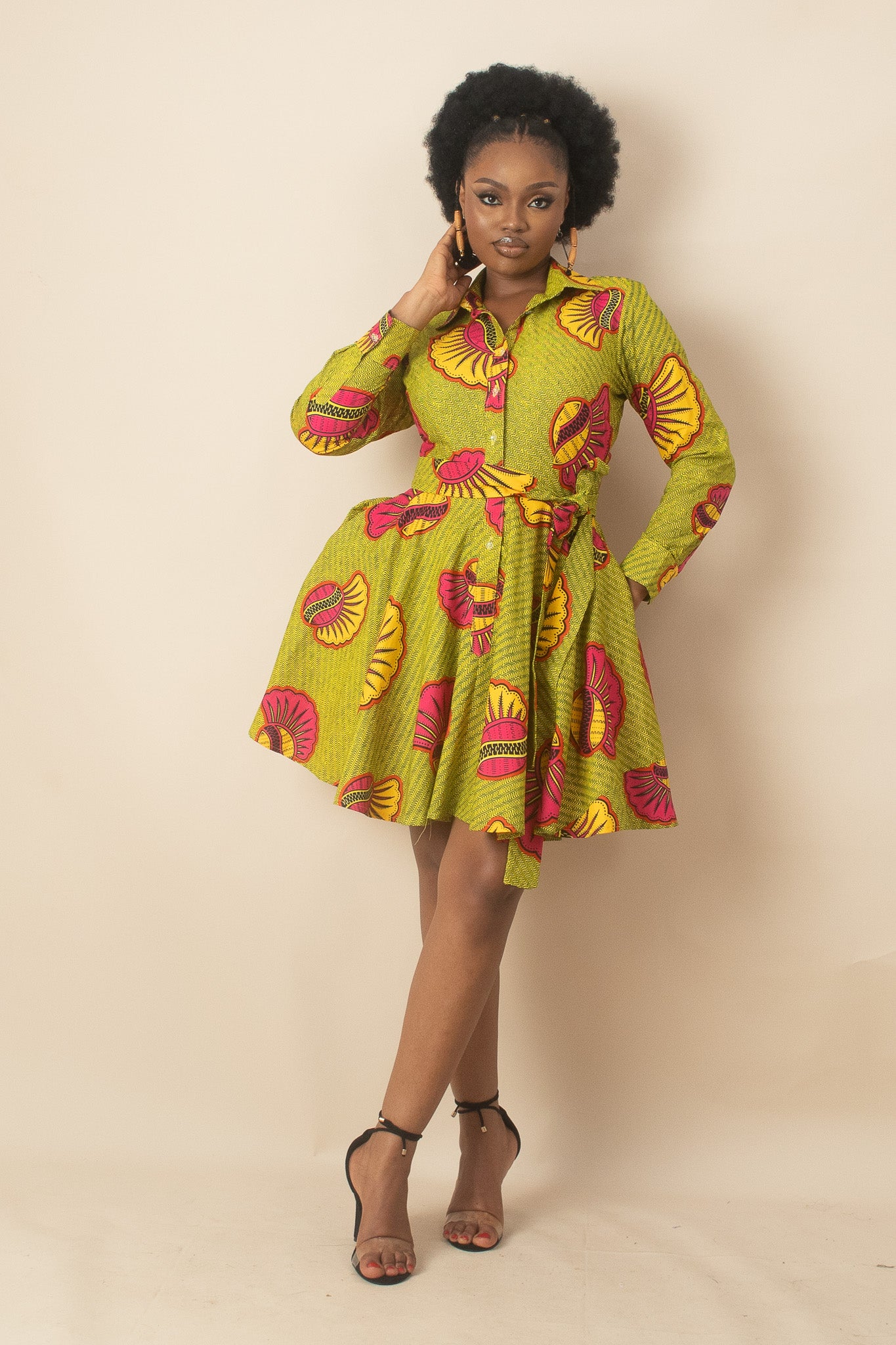 FAYOLA African Print Mini Shirt dress