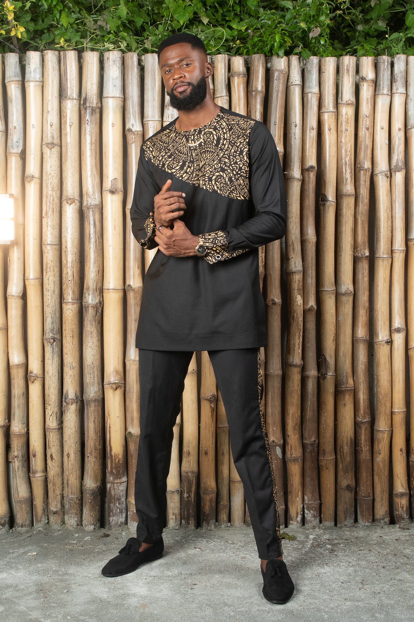 GBEMI African Print Ankara Suit, Gold|Black